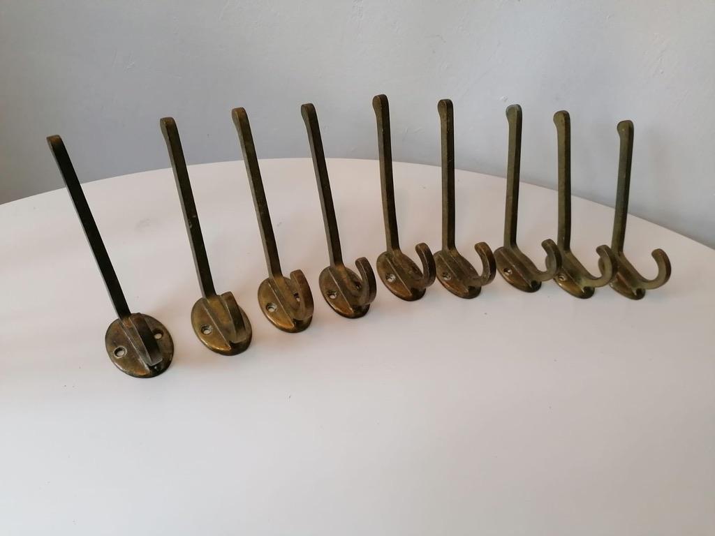 Mid-20th Century Brass Wall Hooks from the 1930s For Sale