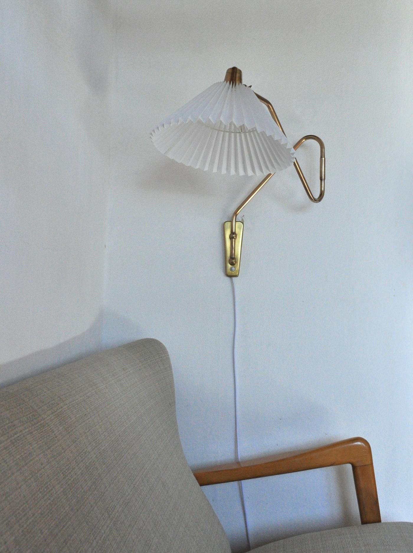 Scandinavian Modern Brass Wall Lamp by Norwegian Astra in the 1950s