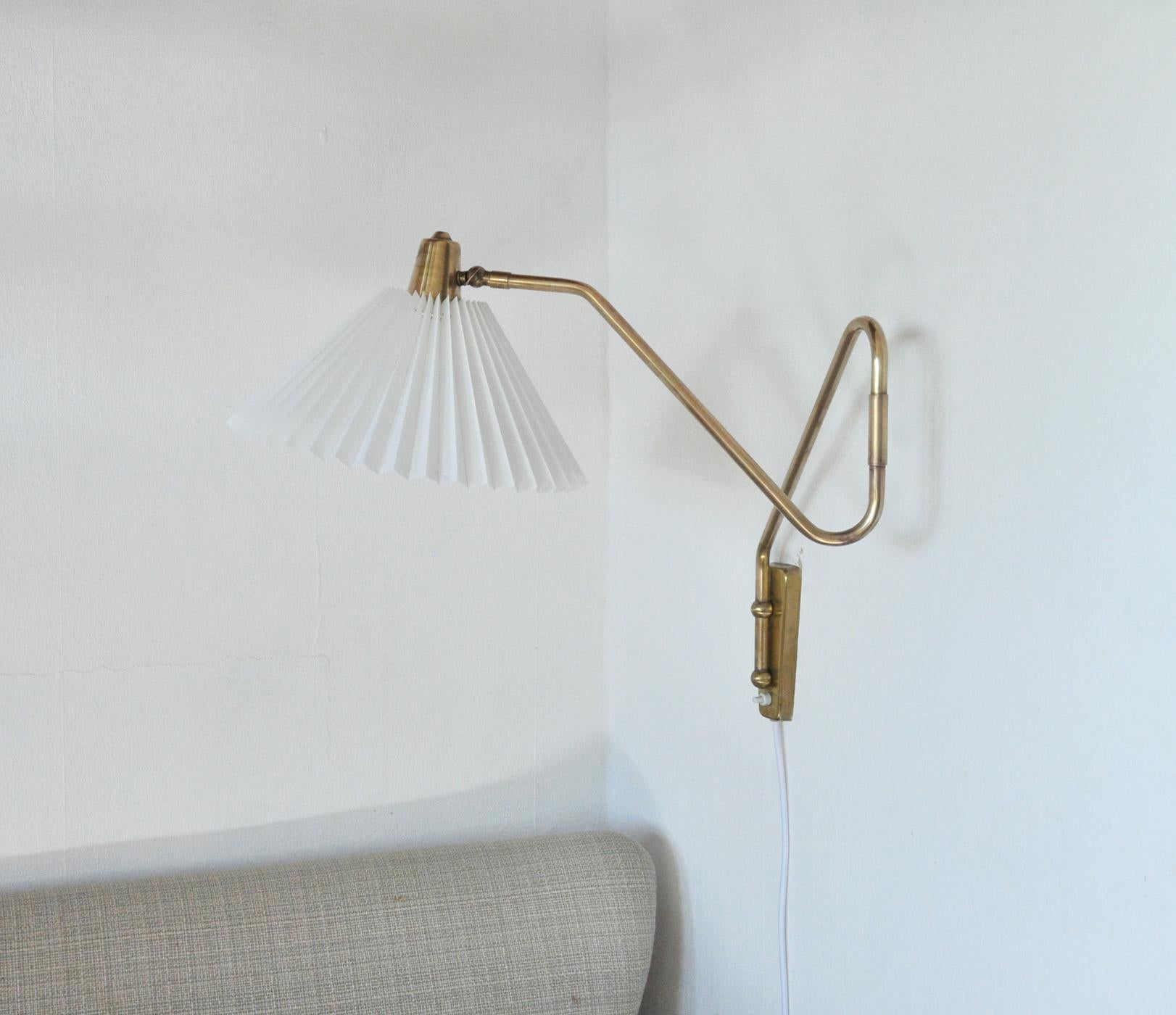 20th Century Brass Wall Lamp by Norwegian Astra in the 1950s