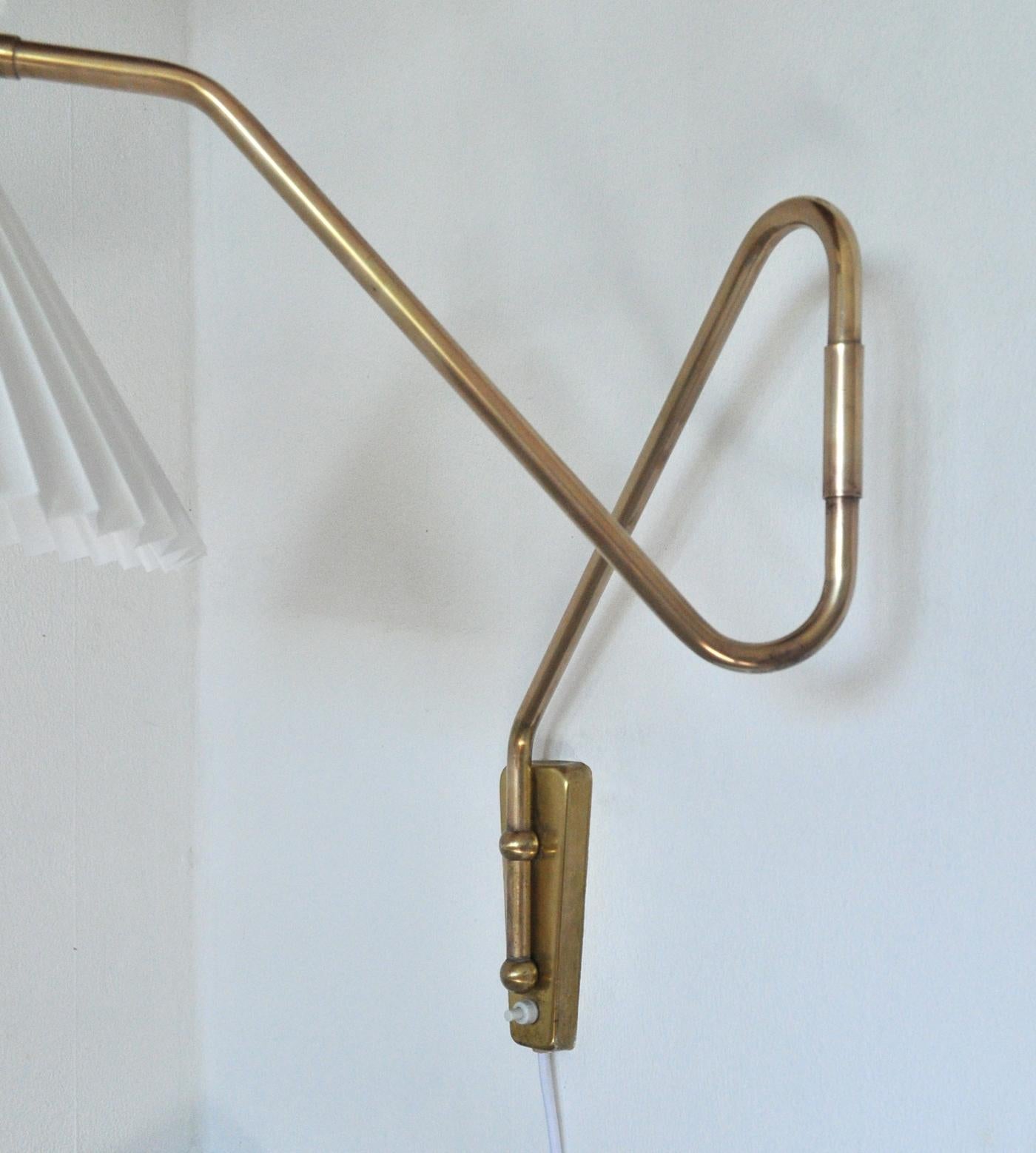 Brass Wall Lamp by Norwegian Astra in the 1950s 1