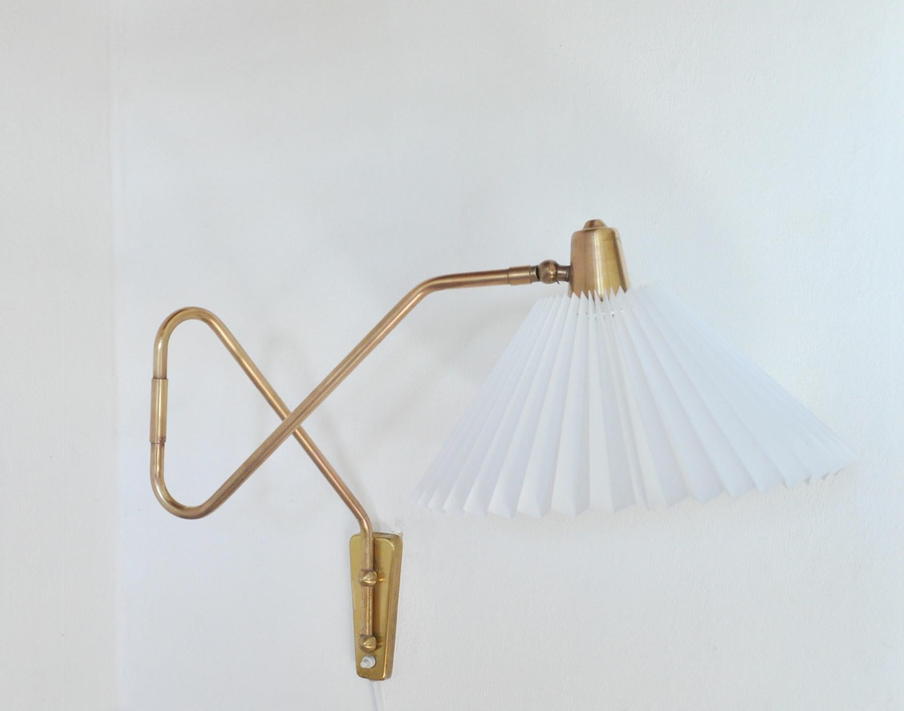 Brass Wall Lamp by Norwegian Astra in the 1950s 2
