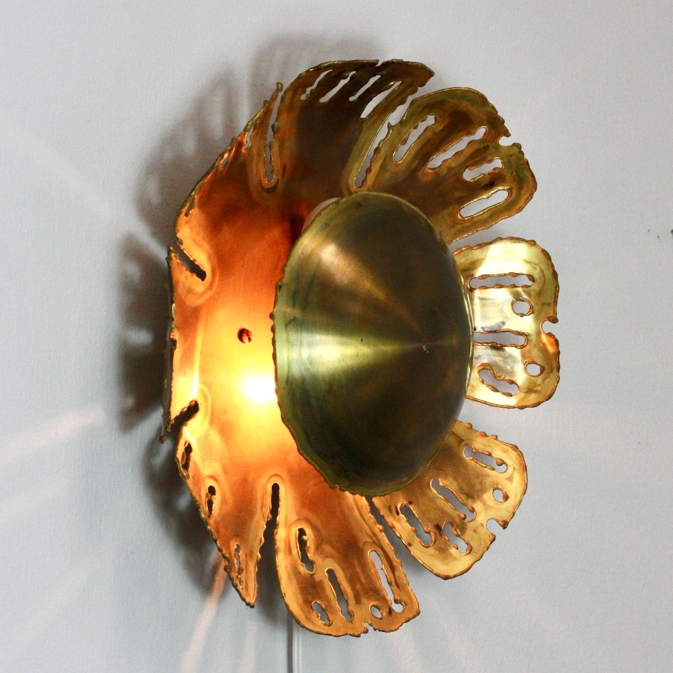 Metal Brass Wall Lamp by Svend Aage Holm Sorensen, 1960s, Denmark For Sale
