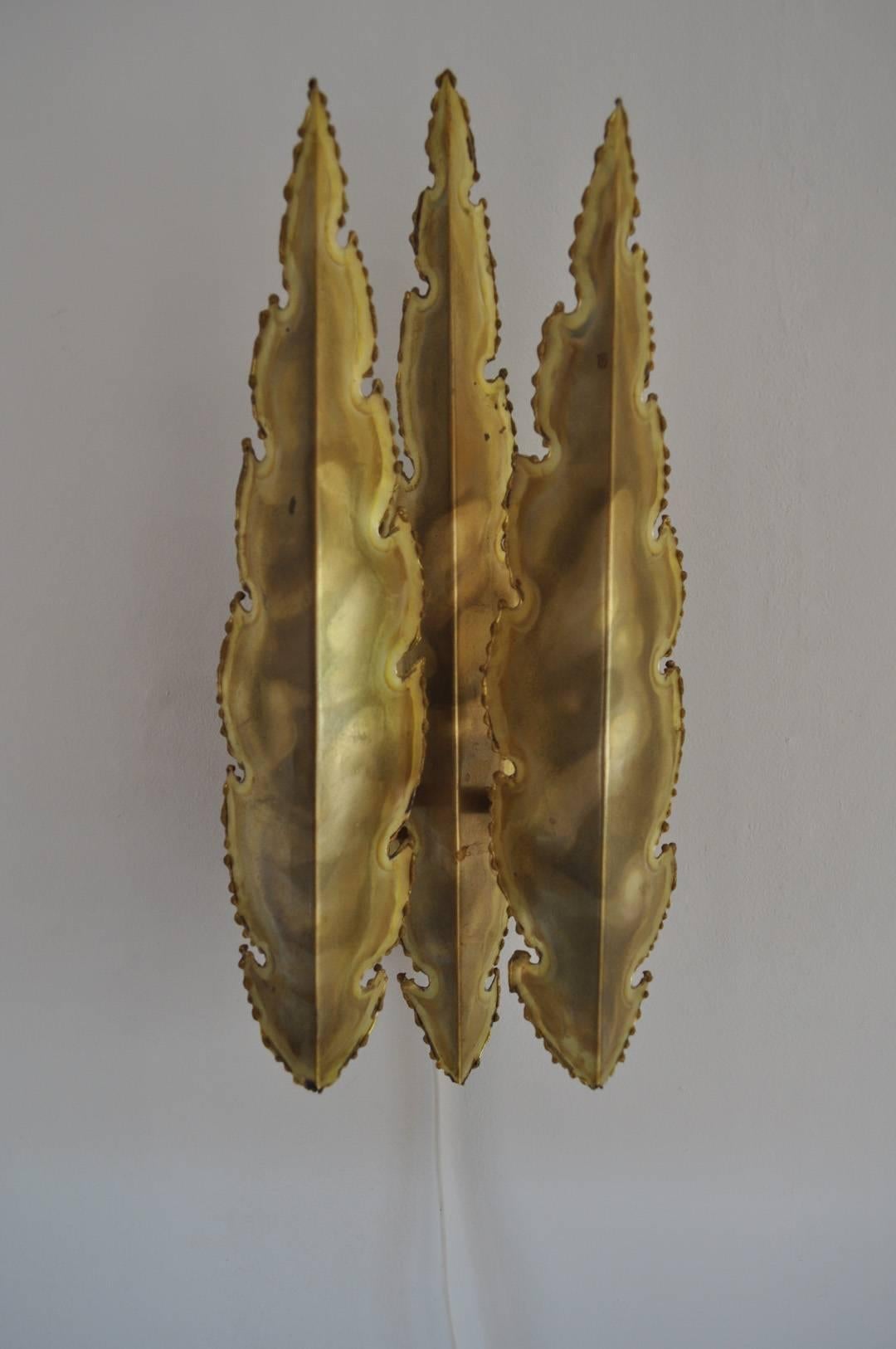Danish Brass Wall Lamp by Svend Aage Holm Sørensen, the 1960s in Denmark