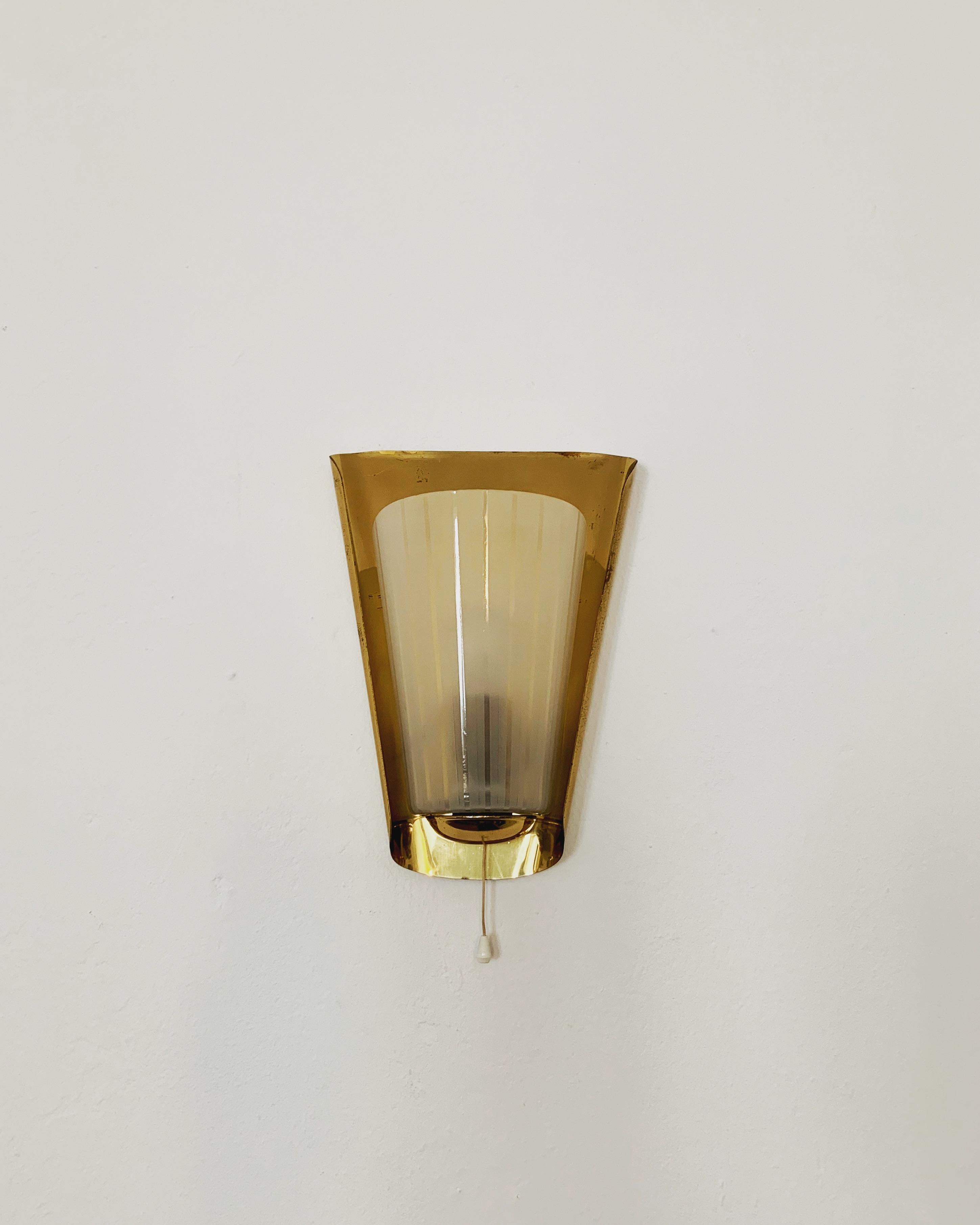 Mid-Century Modern Brass Wall Lamp by Wilhelm Wagenfeld for Peill Und Putzler For Sale