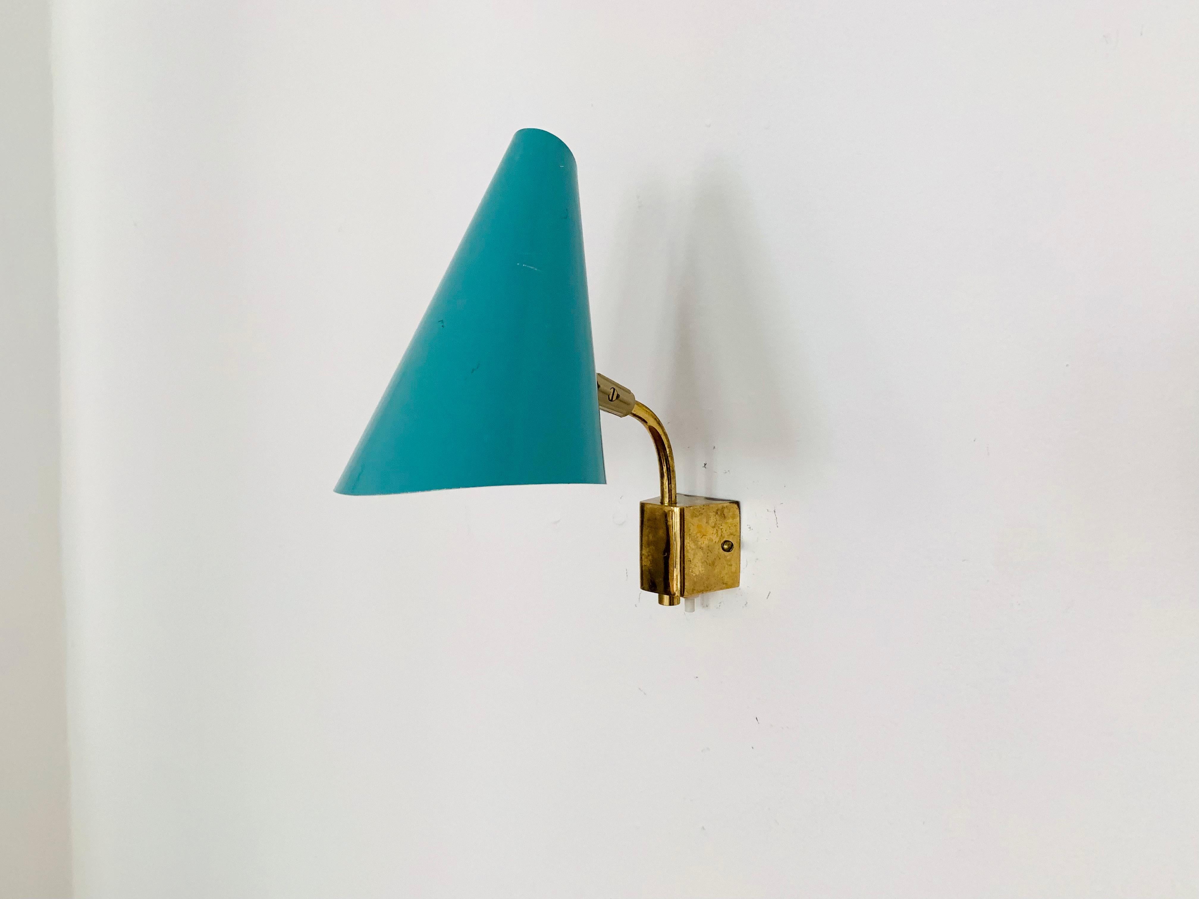 Mid-Century Modern Brass Wall Lamp For Sale