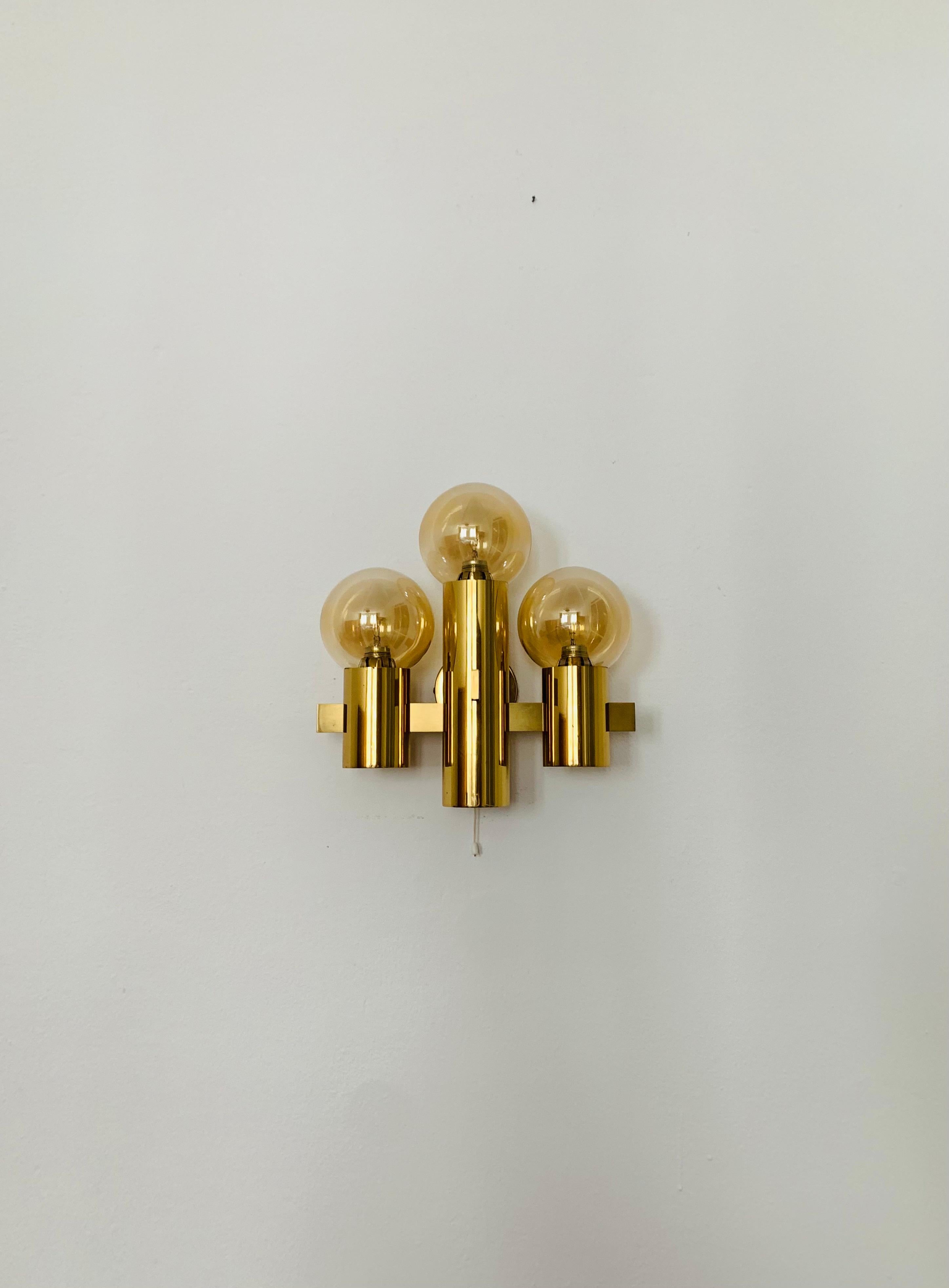 German Brass Wall Lamp For Sale