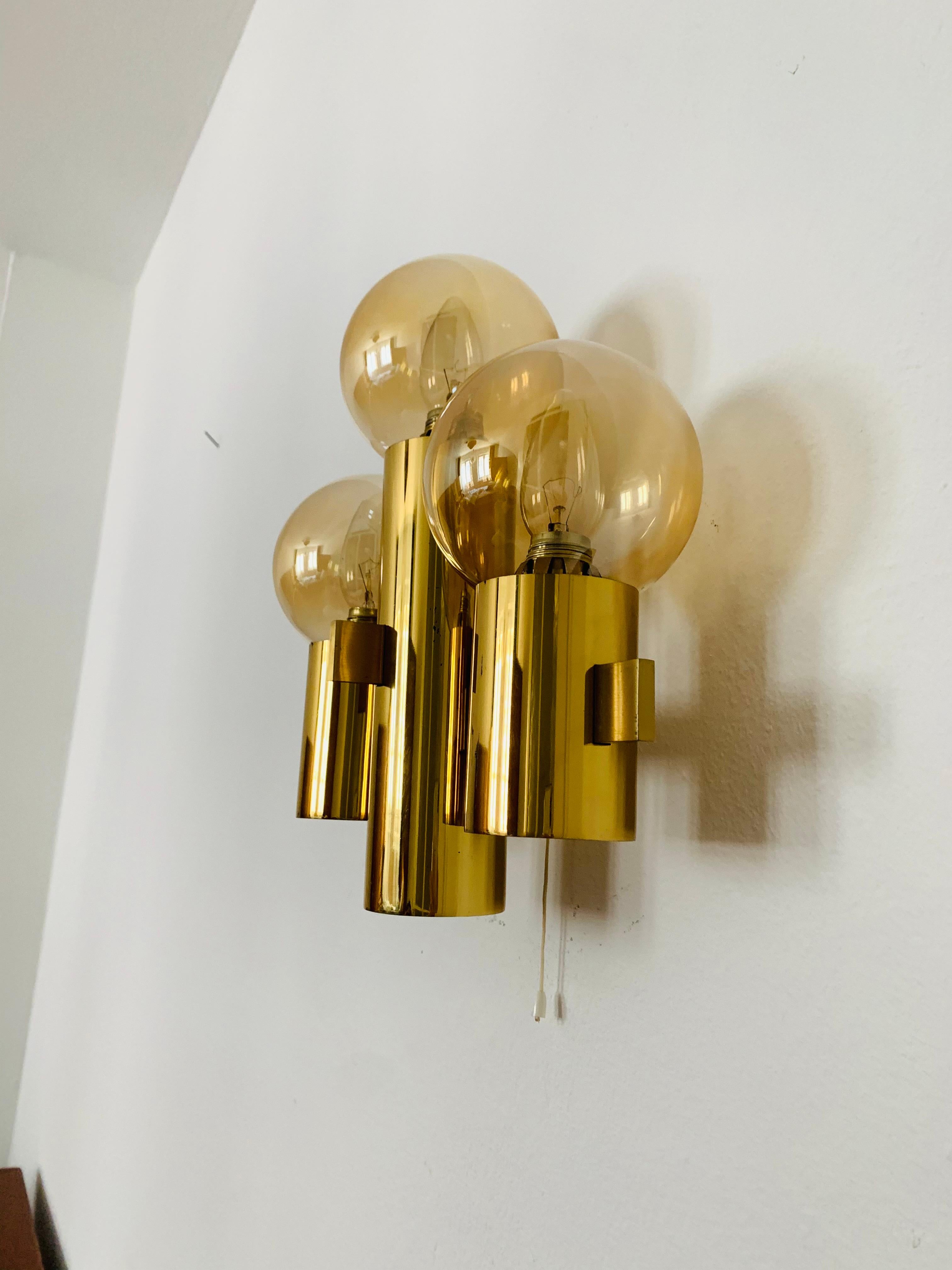Mid-20th Century Brass Wall Lamp For Sale