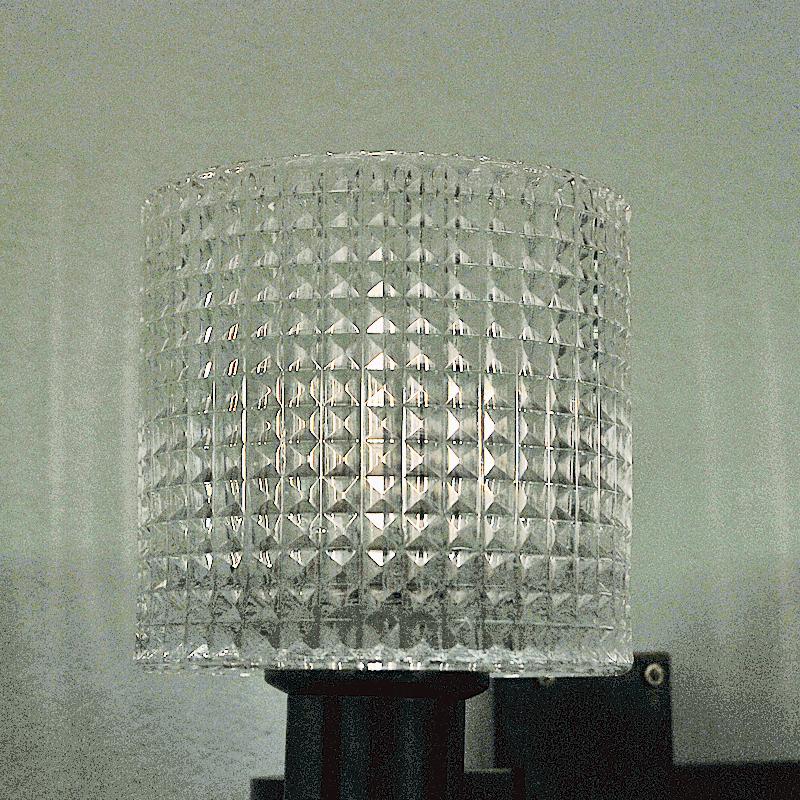 Crystal Glass and Brass Wall Lamp Pair by Carl Fagerlund, Orrefors Sweden 1960s 1