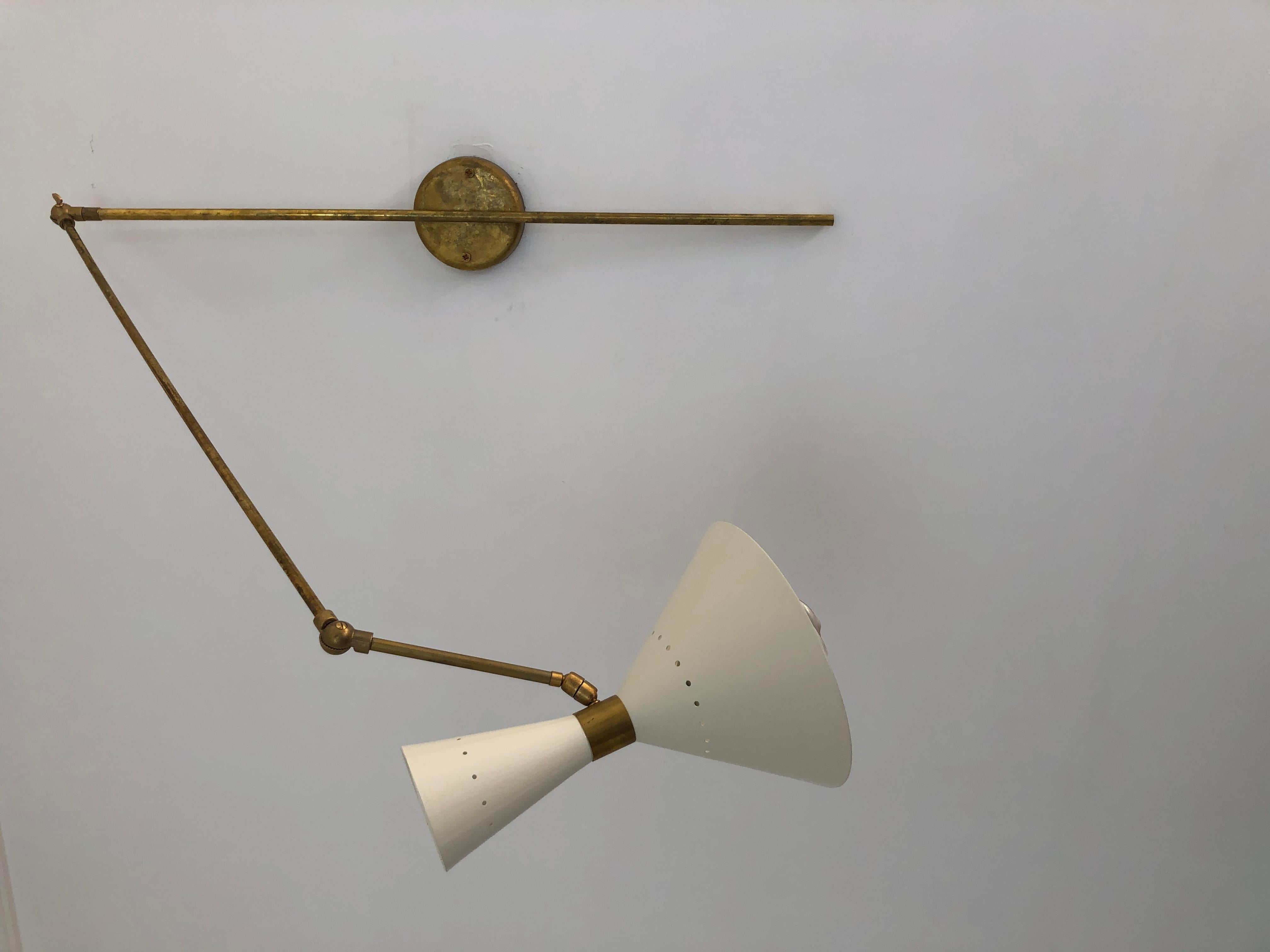 Bauhaus Brass Wall Lamp Vintage 1970s For Sale
