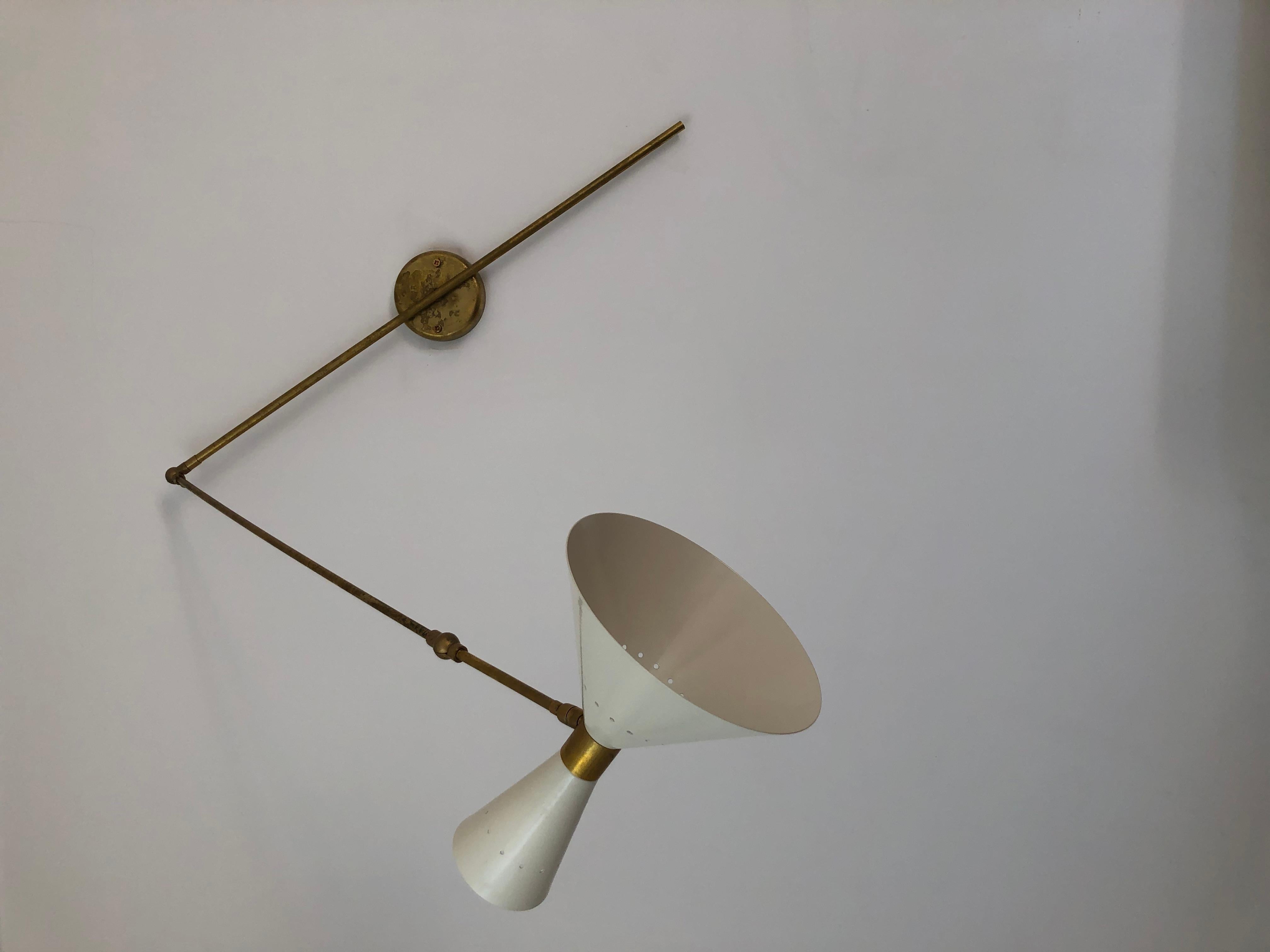 European Brass Wall Lamp Vintage 1970s For Sale