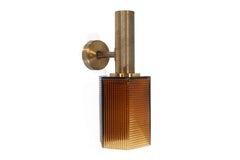 Brass Wall Lamp with Copper Reliëf Glass, 1960, Denmark