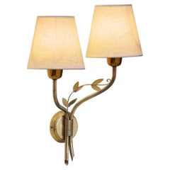Brass Wall Lamp with Decorative Leaves for K&H, Norway circa 1940s
