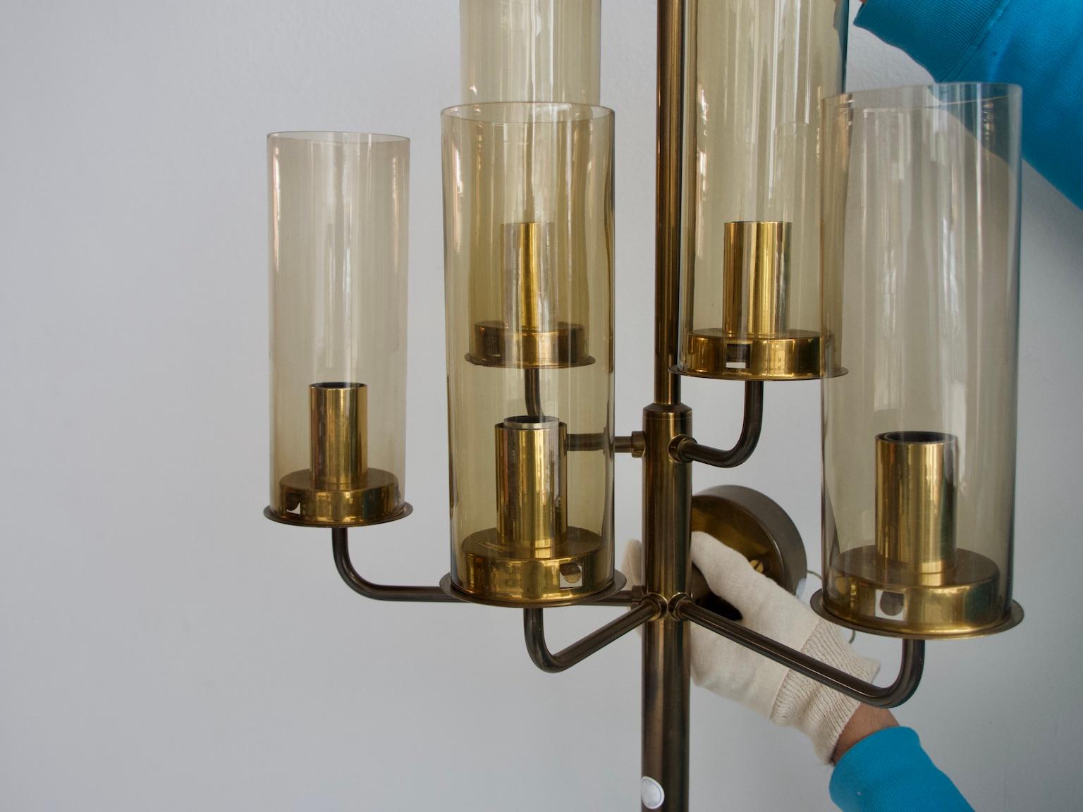Lámpara de pared de latón con cinco luces de Hans-Agne Jakobsson Escandinavo moderno en venta