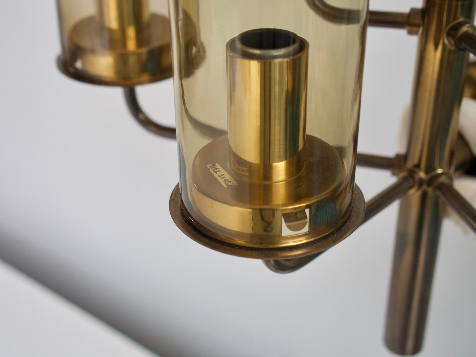 Lámpara de pared de latón con cinco luces de Hans-Agne Jakobsson Latón en venta