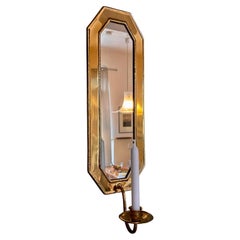 Brass Wall Lamp with Mirror, Vintage Design