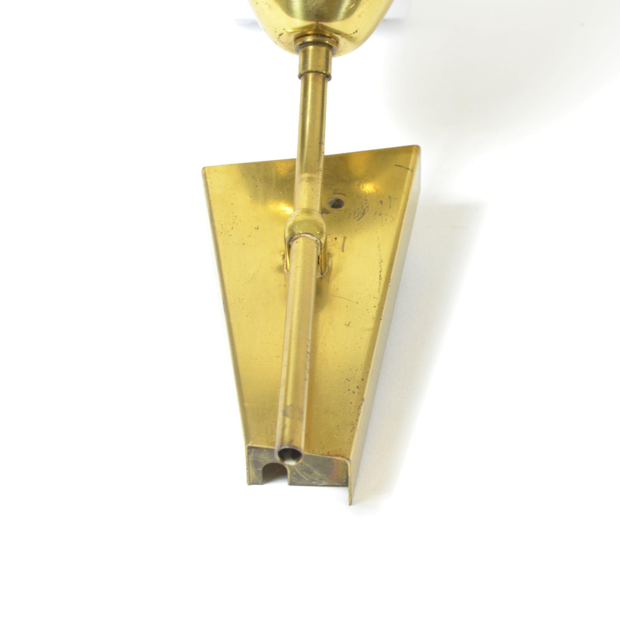 Mid-20th Century Brass Wall Lamp with Vanilla Lamp-Shade, Czechoslovakia, 1960s For Sale