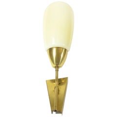 Brass Wall Lamp with Vanilla Lamp-Shade, Czechoslovakia, 1960s