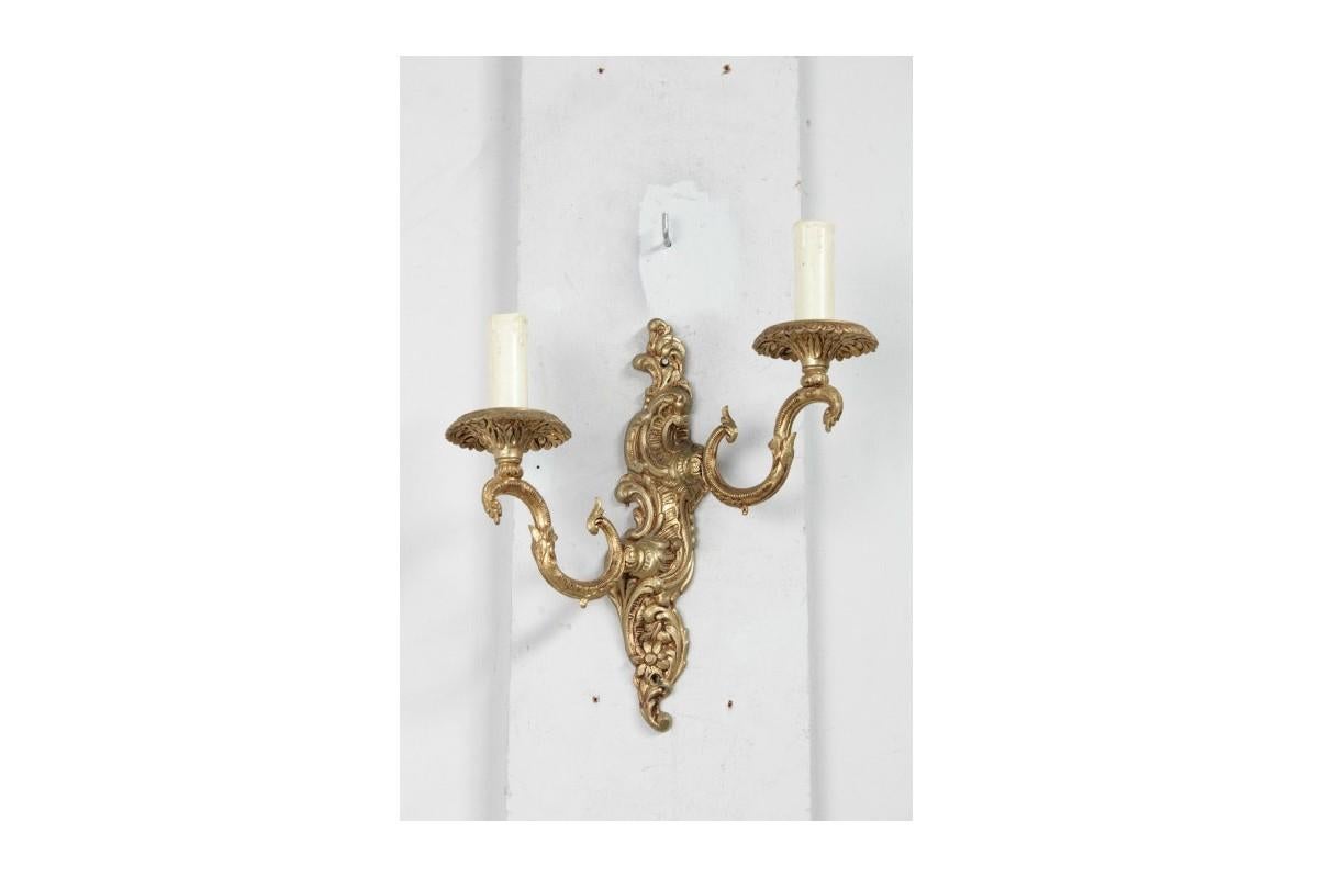 French Brass Wall Lamps