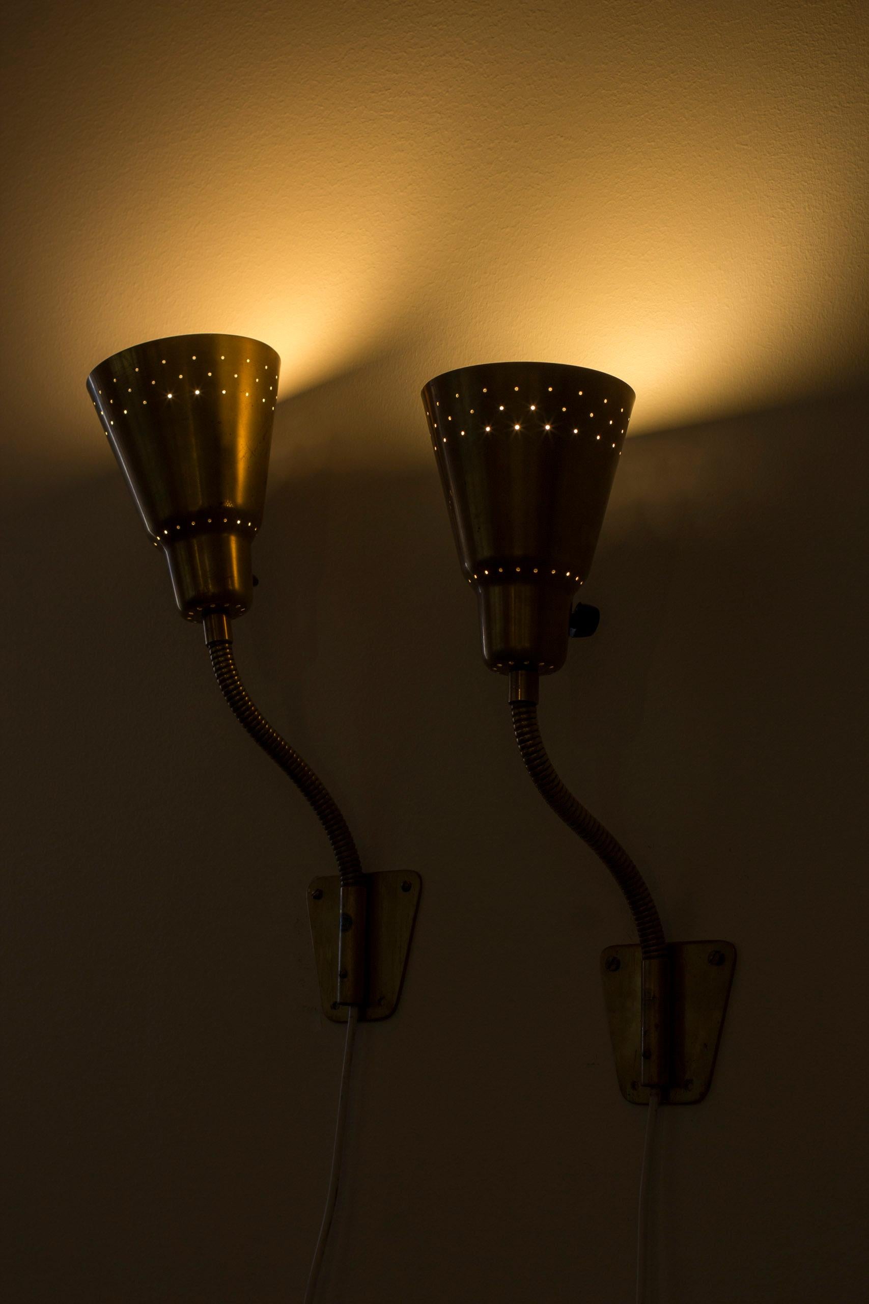 Brass wall lamps model V- 18 by Eje Ahlgren, Bergboms, Sweden, 1950s For Sale 8