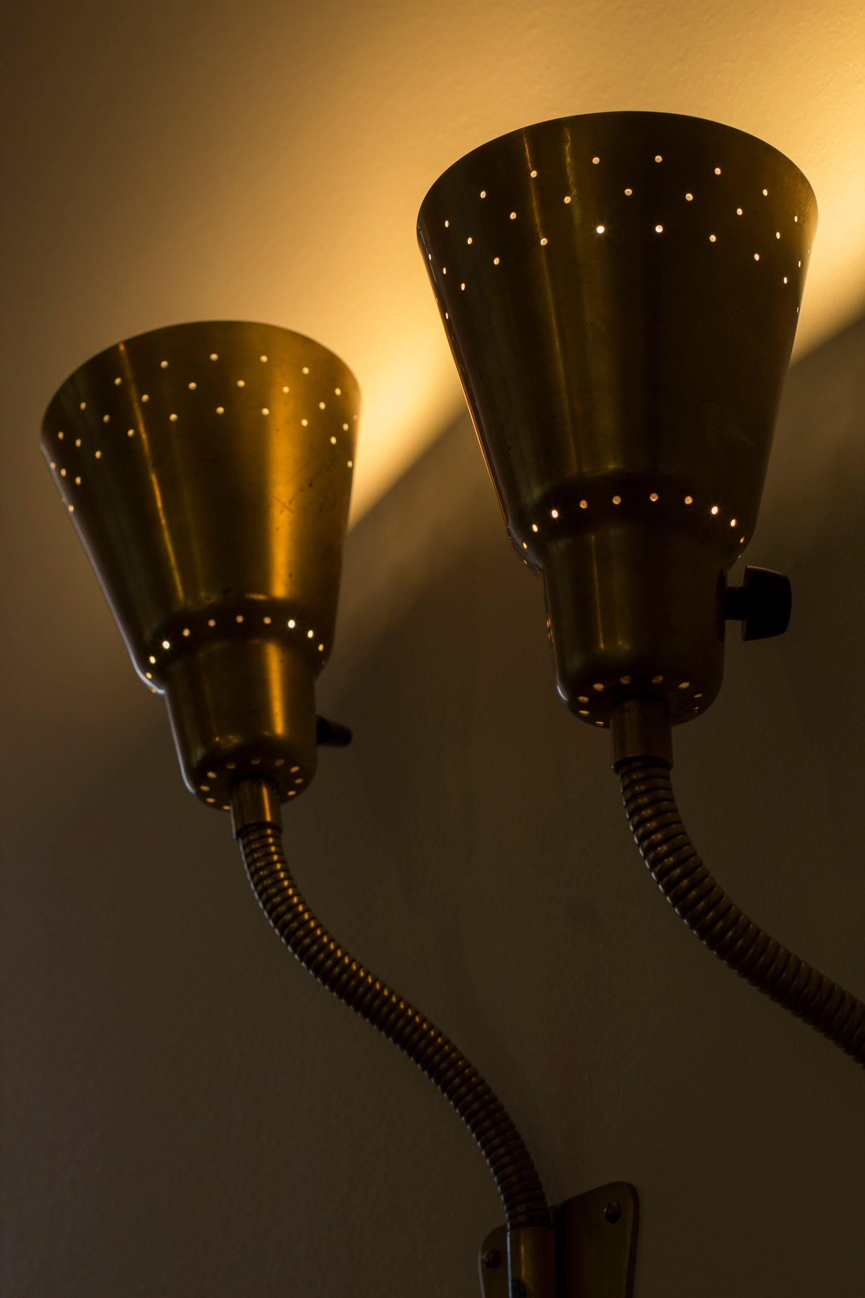 Brass wall lamps model V- 18 by Eje Ahlgren, Bergboms, Sweden, 1950s For Sale 9