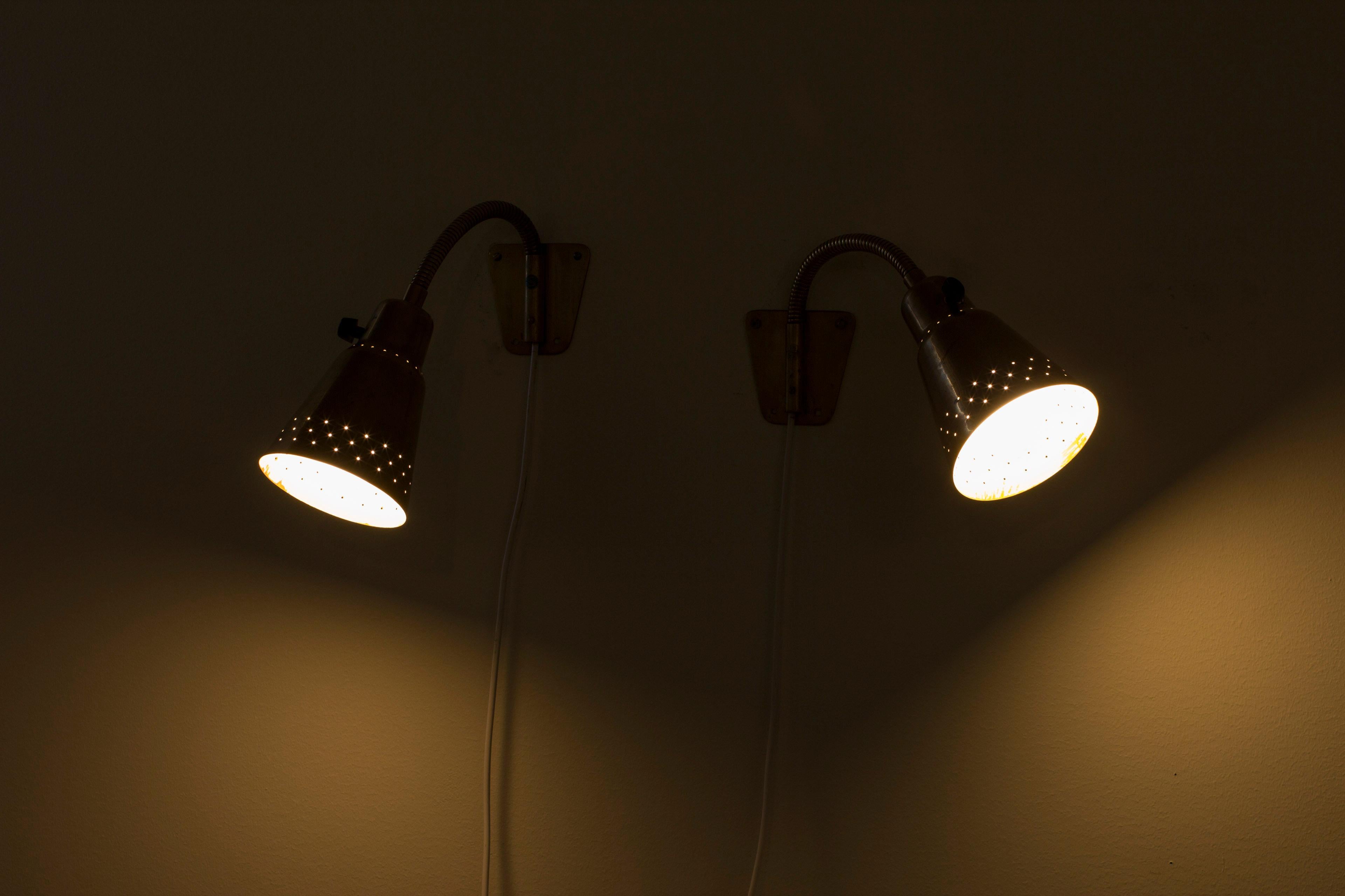 Brass wall lamps model V- 18 by Eje Ahlgren, Bergboms, Sweden, 1950s For Sale 10