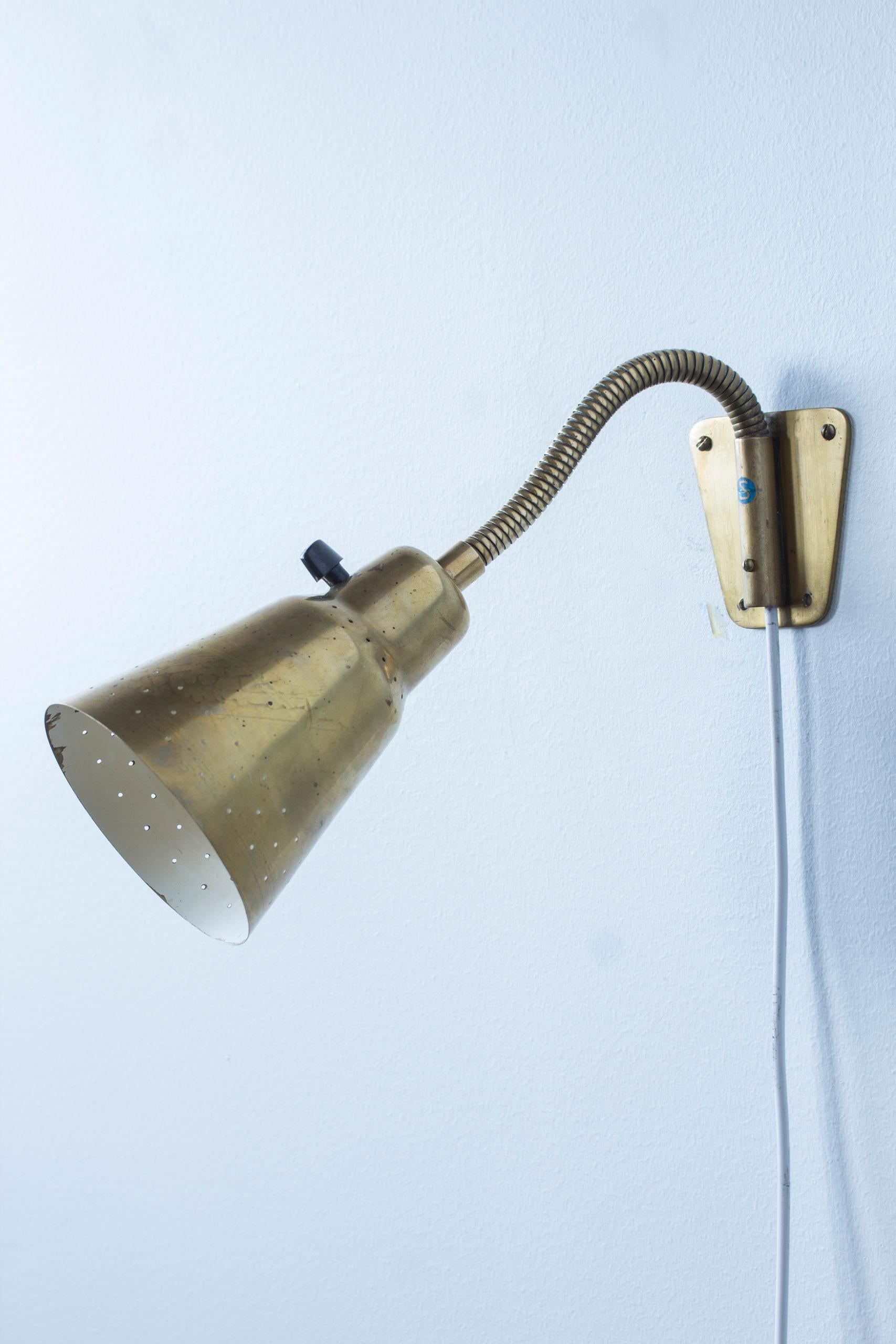 Swedish Brass wall lamps model V- 18 by Eje Ahlgren, Bergboms, Sweden, 1950s For Sale