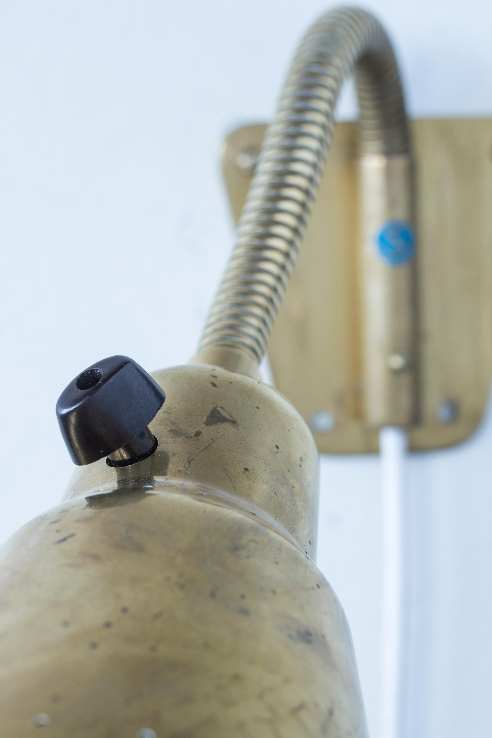 Mid-20th Century Brass wall lamps model V- 18 by Eje Ahlgren, Bergboms, Sweden, 1950s For Sale