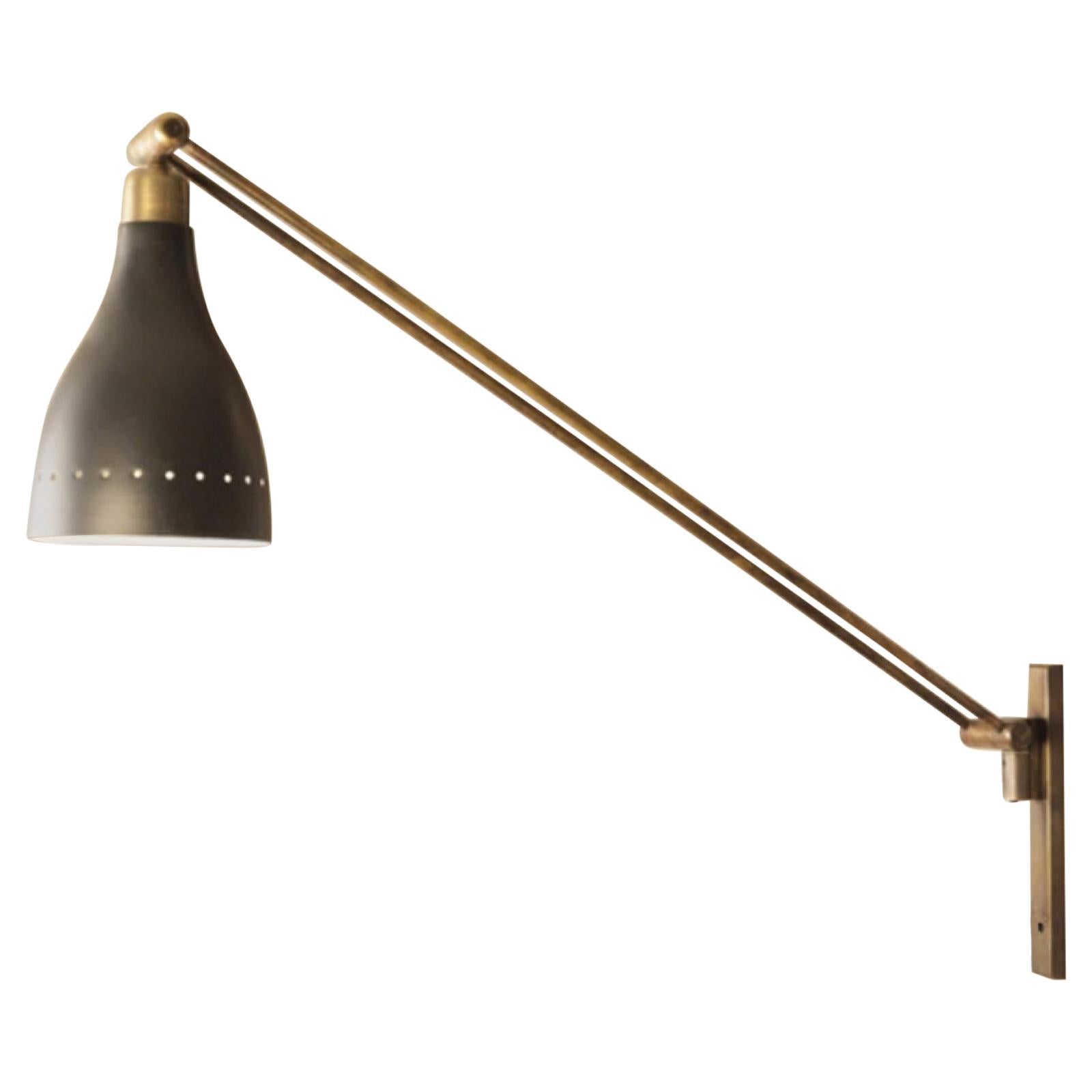 Brass Wall Light with Painted Aluminum Shade For Sale