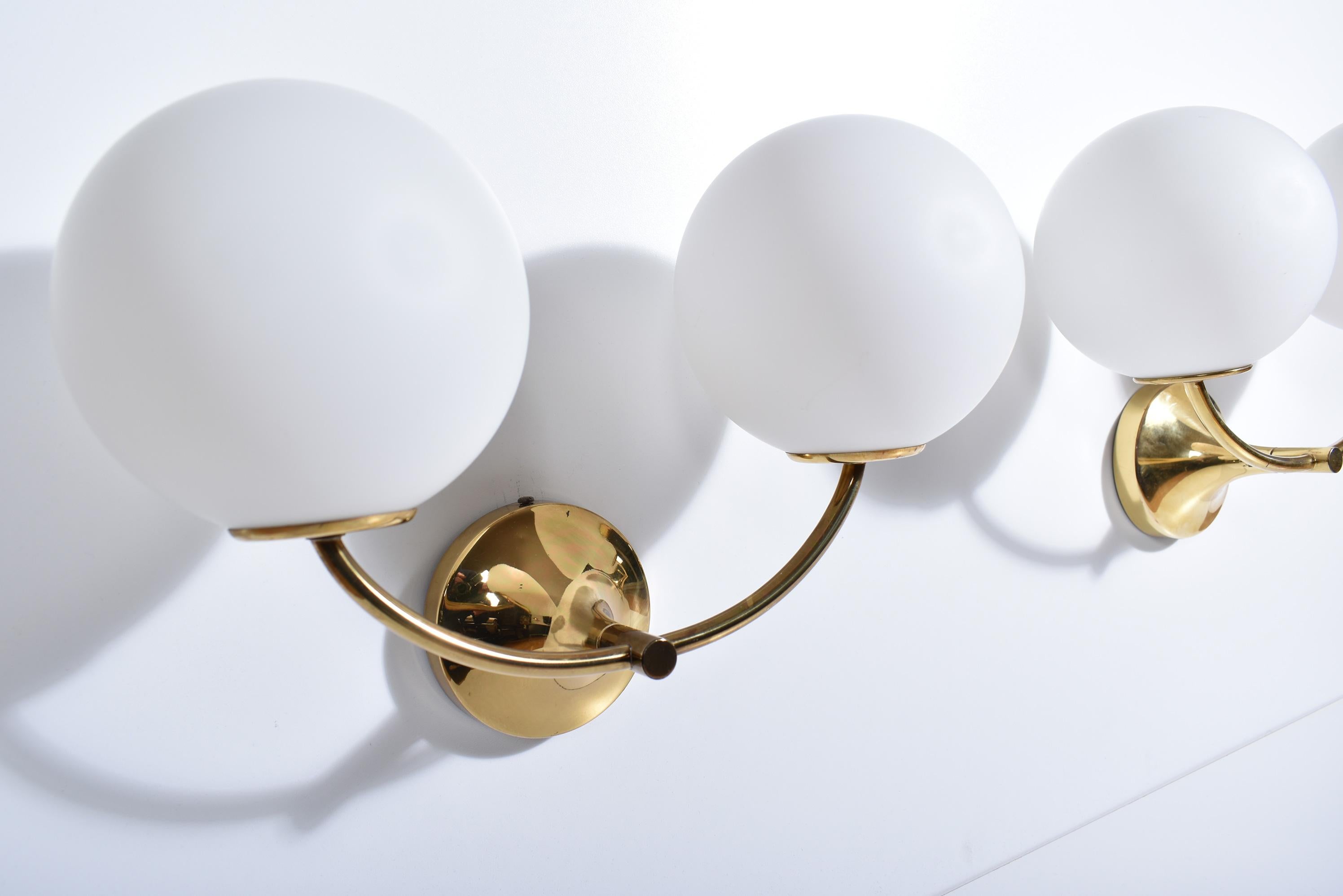 Mid-20th Century Brass Wall lights With Globes, Max Bill / E.R. Nele for Temde, Set of Four, 1960