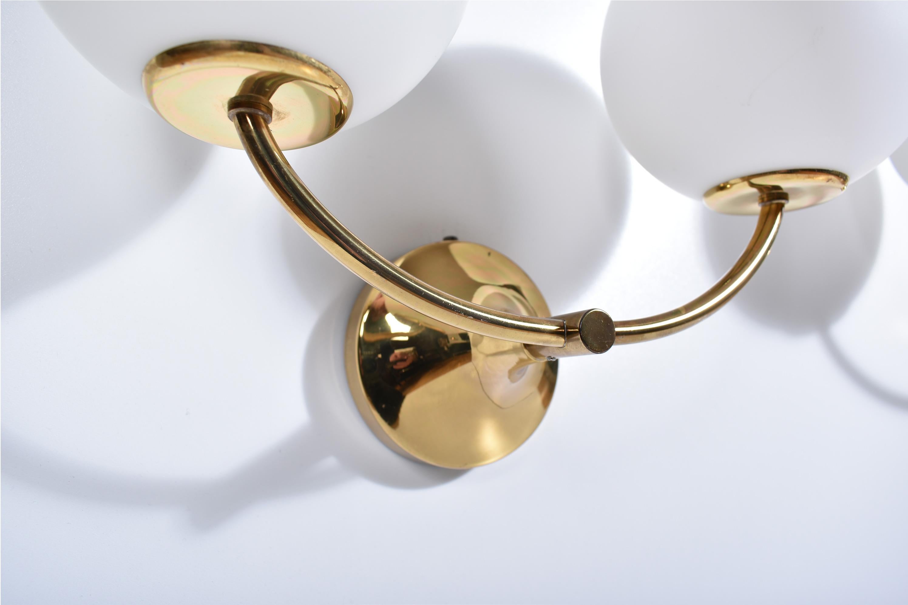 Brass Wall lights With Globes, Max Bill / E.R. Nele for Temde, Set of Four, 1960 1
