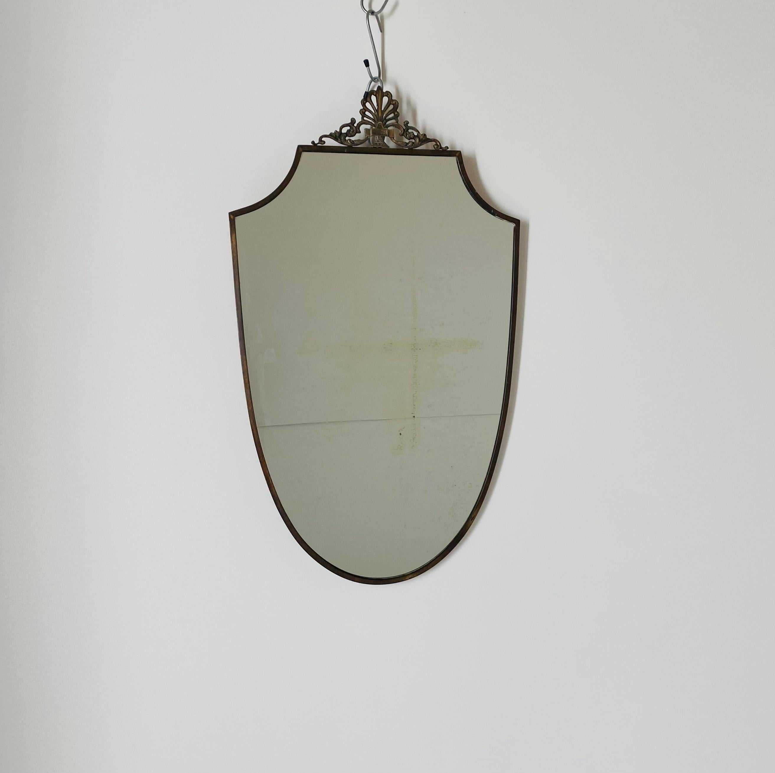 Baroque Brass Wall Mirror, 1940s, Italy