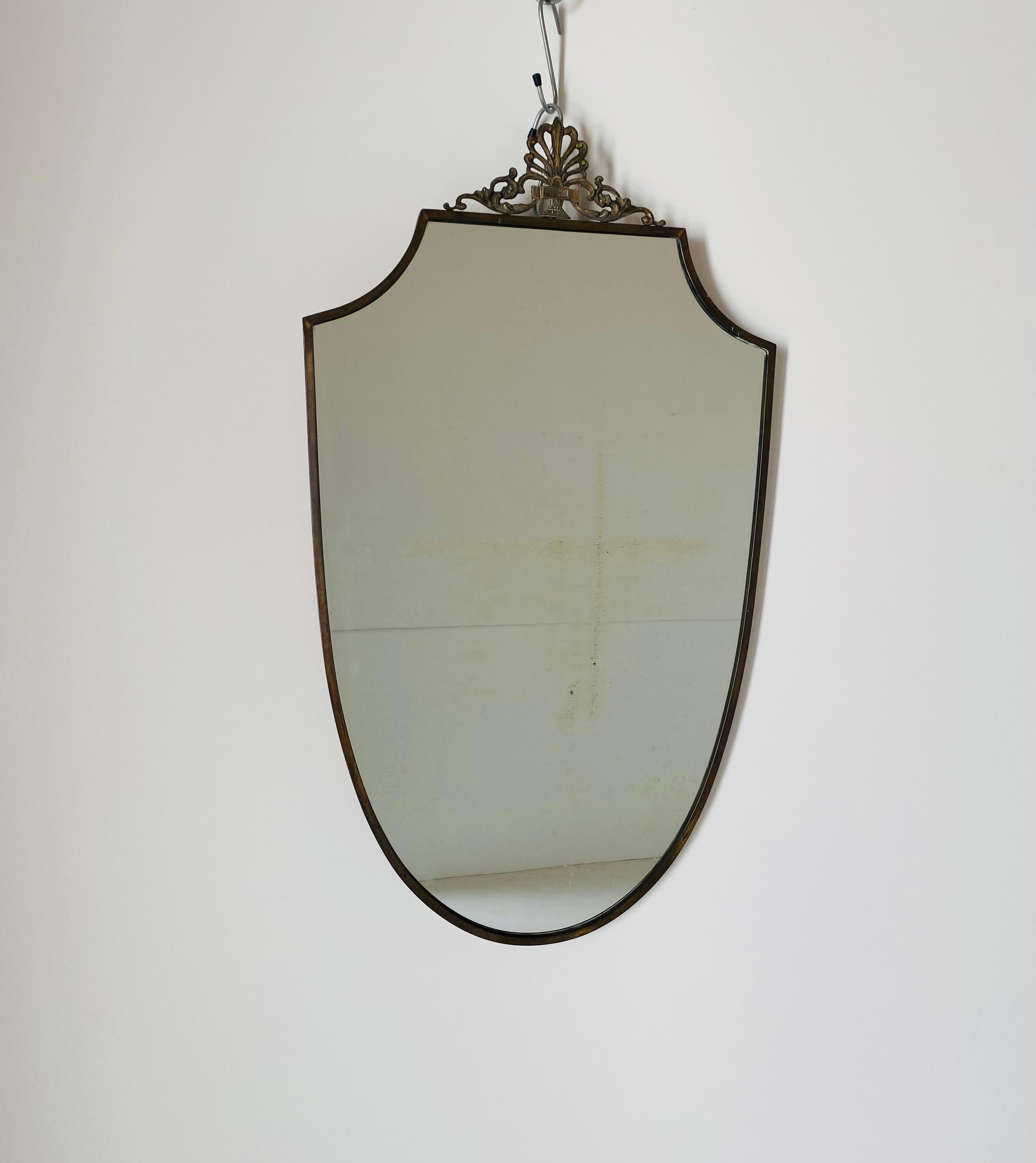 Italian Brass Wall Mirror, 1940s, Italy