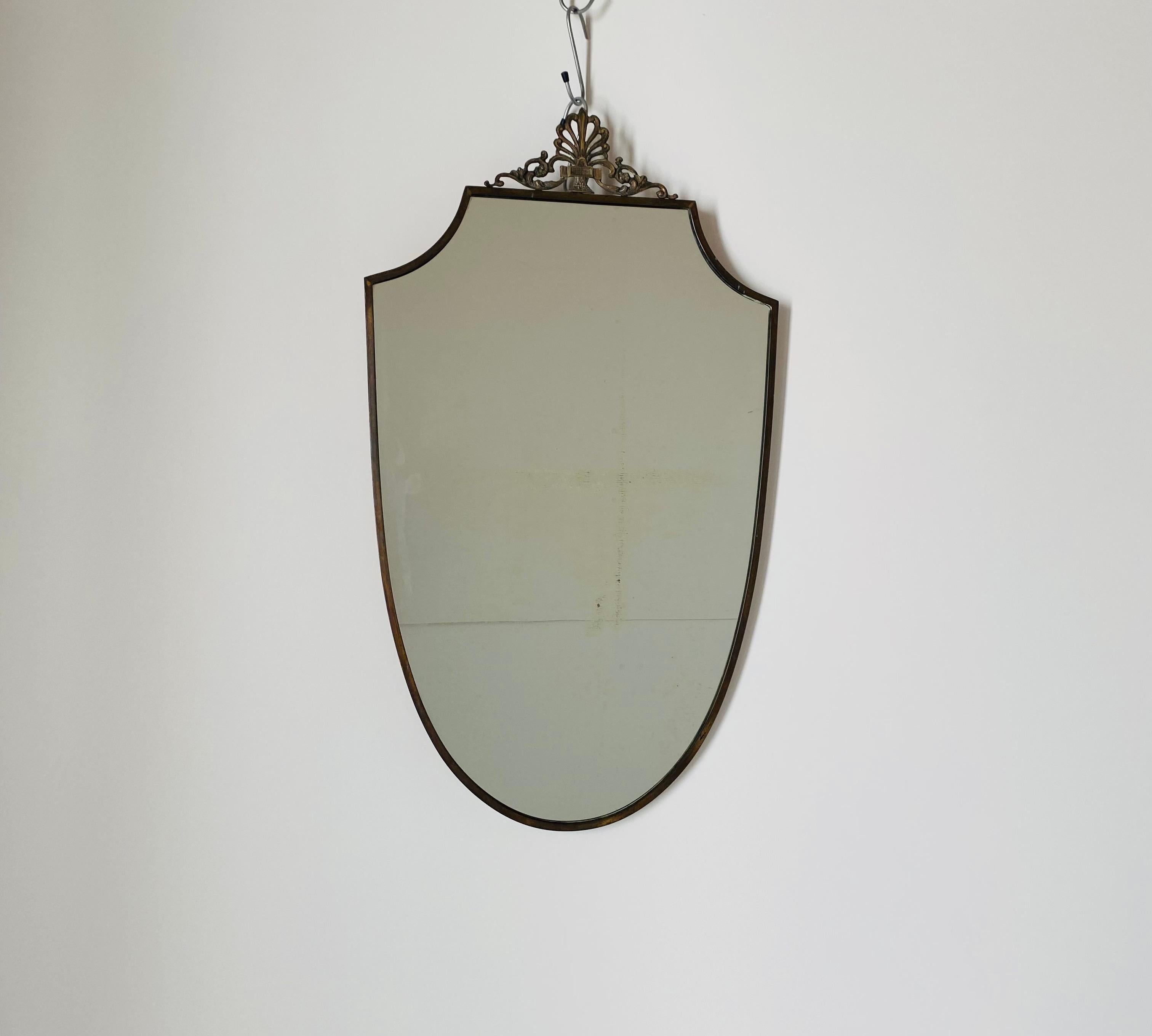 Brass Wall Mirror, 1940s, Italy In Good Condition In Ceglie Messapica, IT