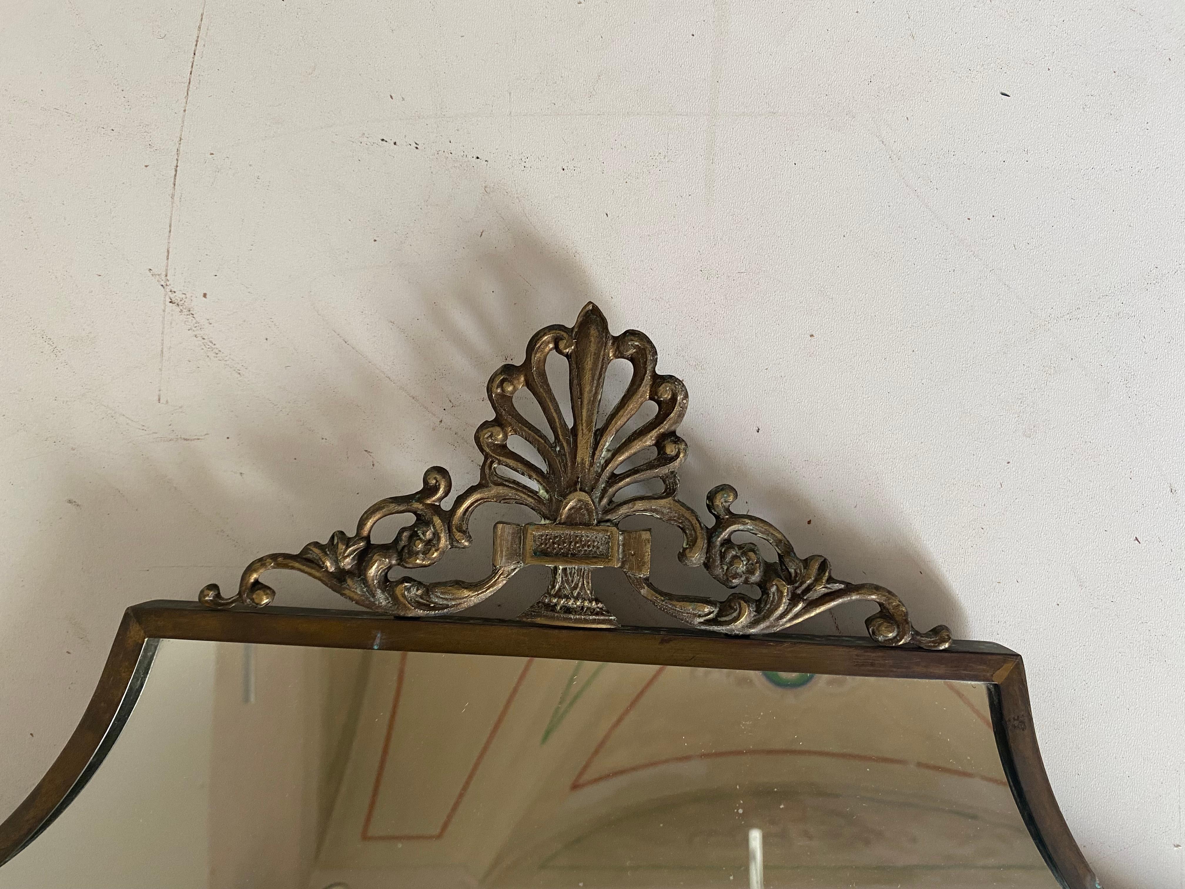 Brass Wall Mirror, 1940s, Italy 1