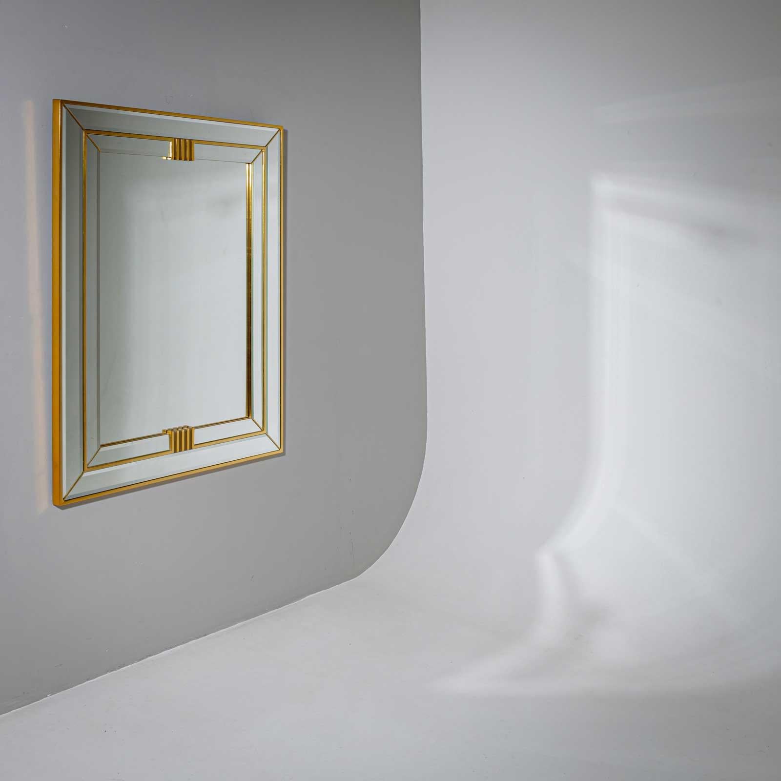 Late 20th Century Brass wall mirror by Deknudt Belgium, 1970s For Sale