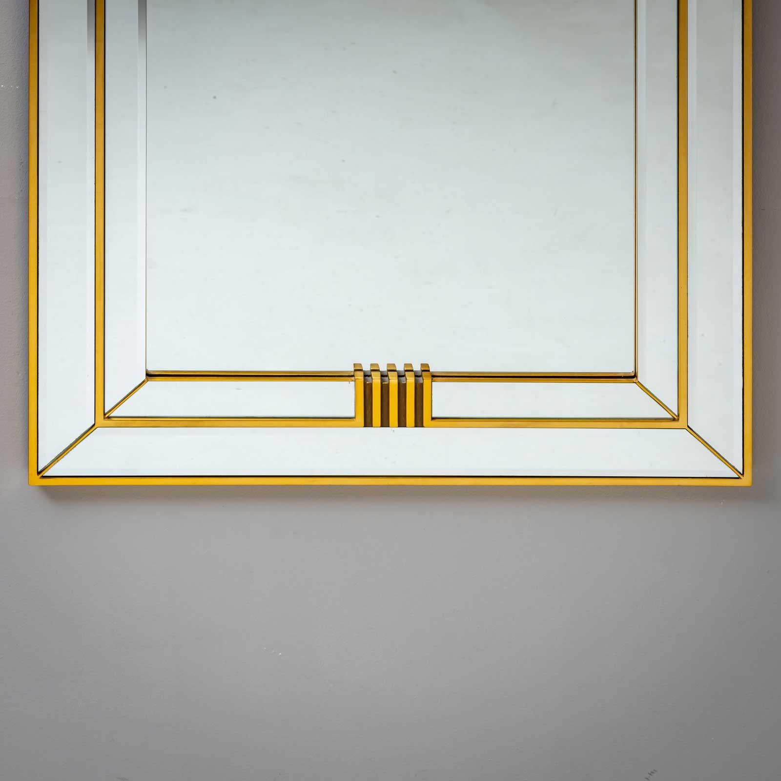 Brass wall mirror by Deknudt Belgium, 1970s For Sale 2