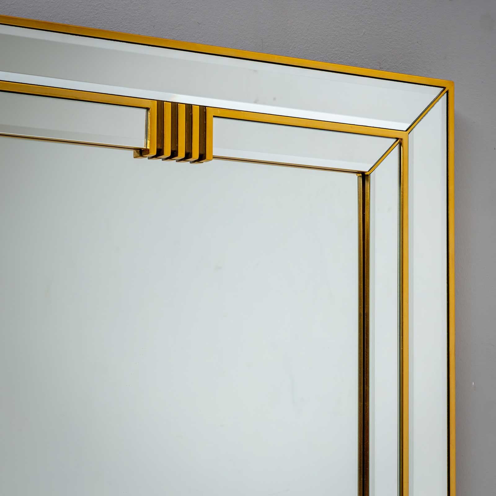 Brass wall mirror by Deknudt Belgium, 1970s For Sale 3