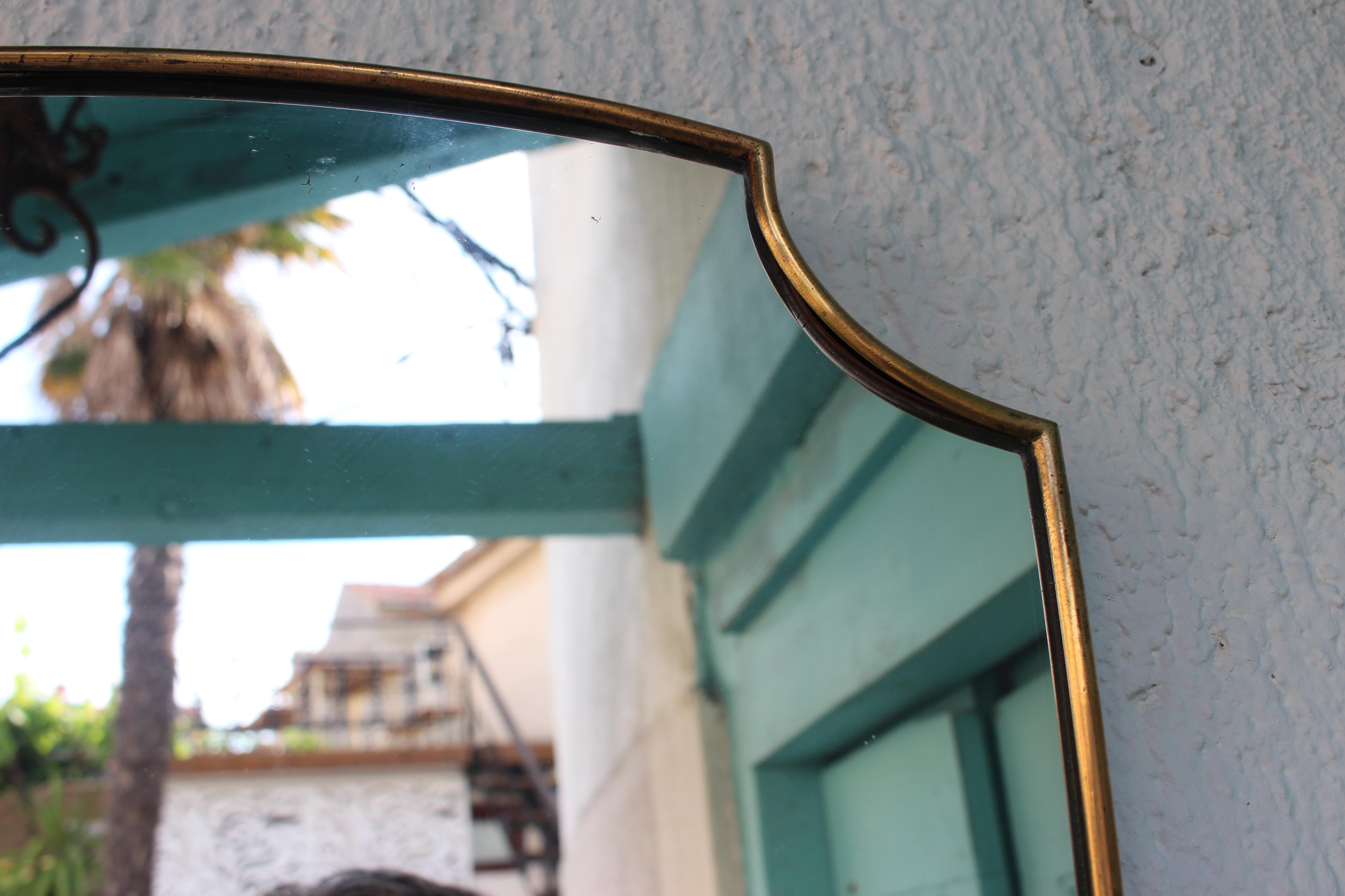 Mid-Century Modern Brass Wall Mirror
