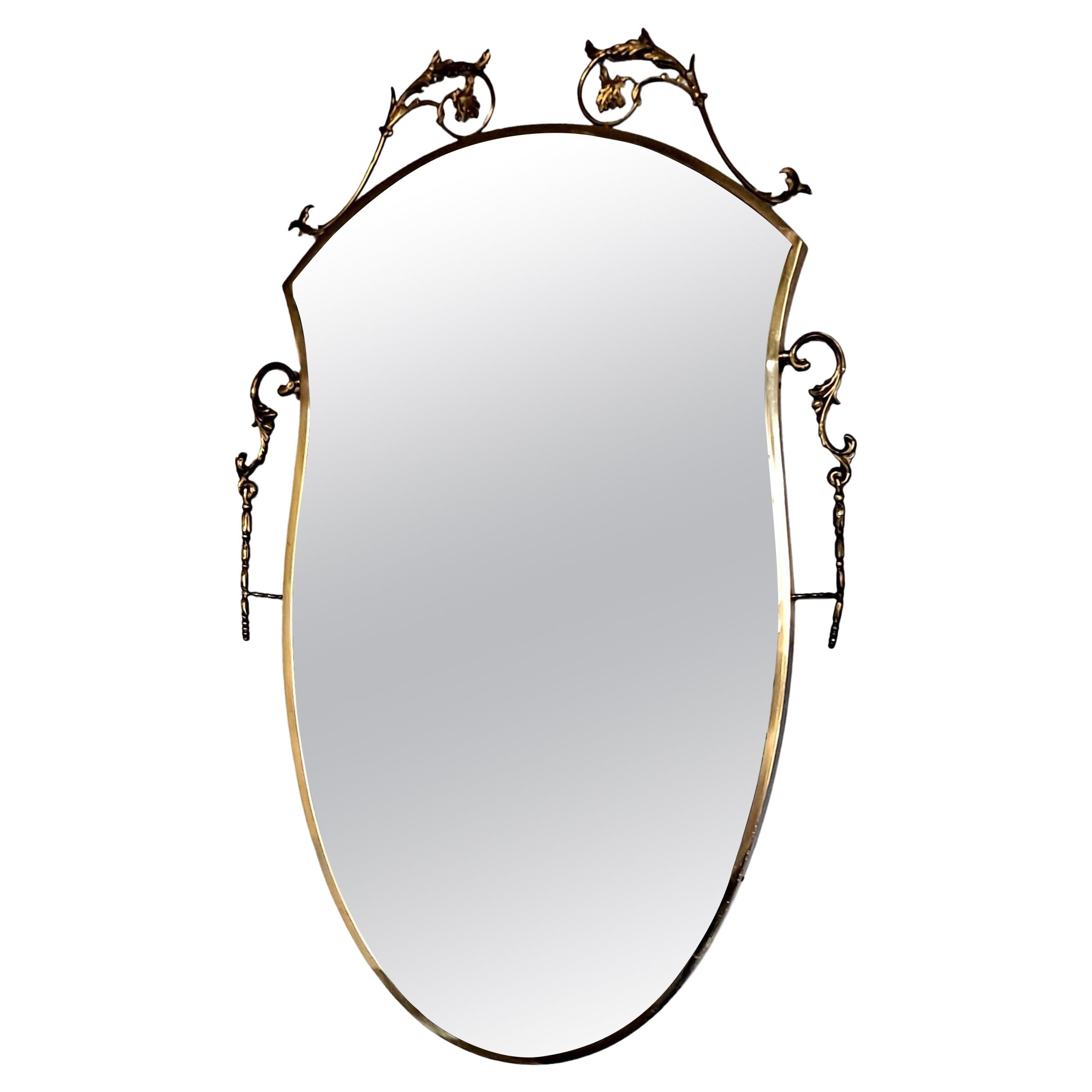 Specchio da parete in ottone
