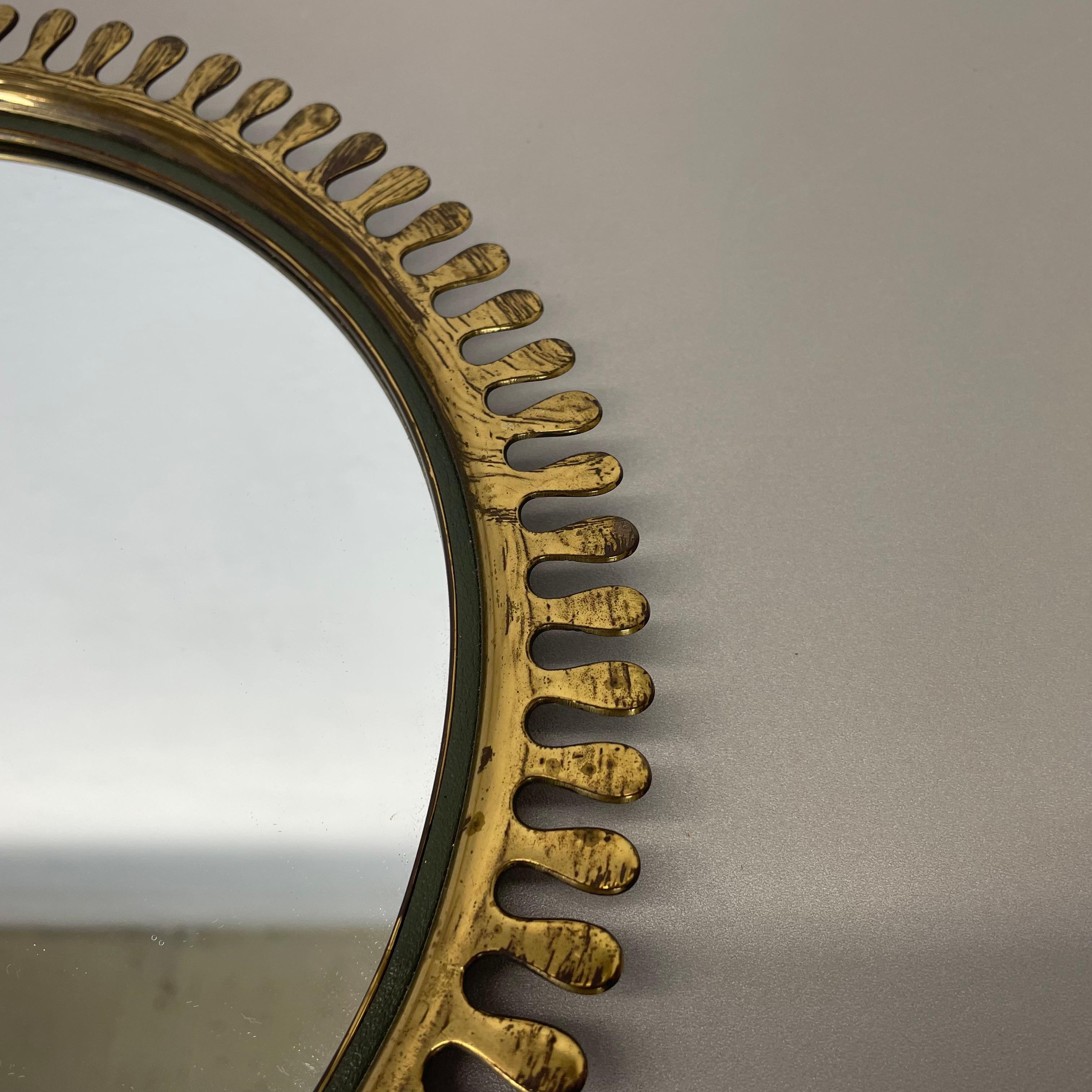 brass Wall Mirror in JOSEF FRANK Style, by Vereinigte Werkstätten Germany 1950s For Sale 4