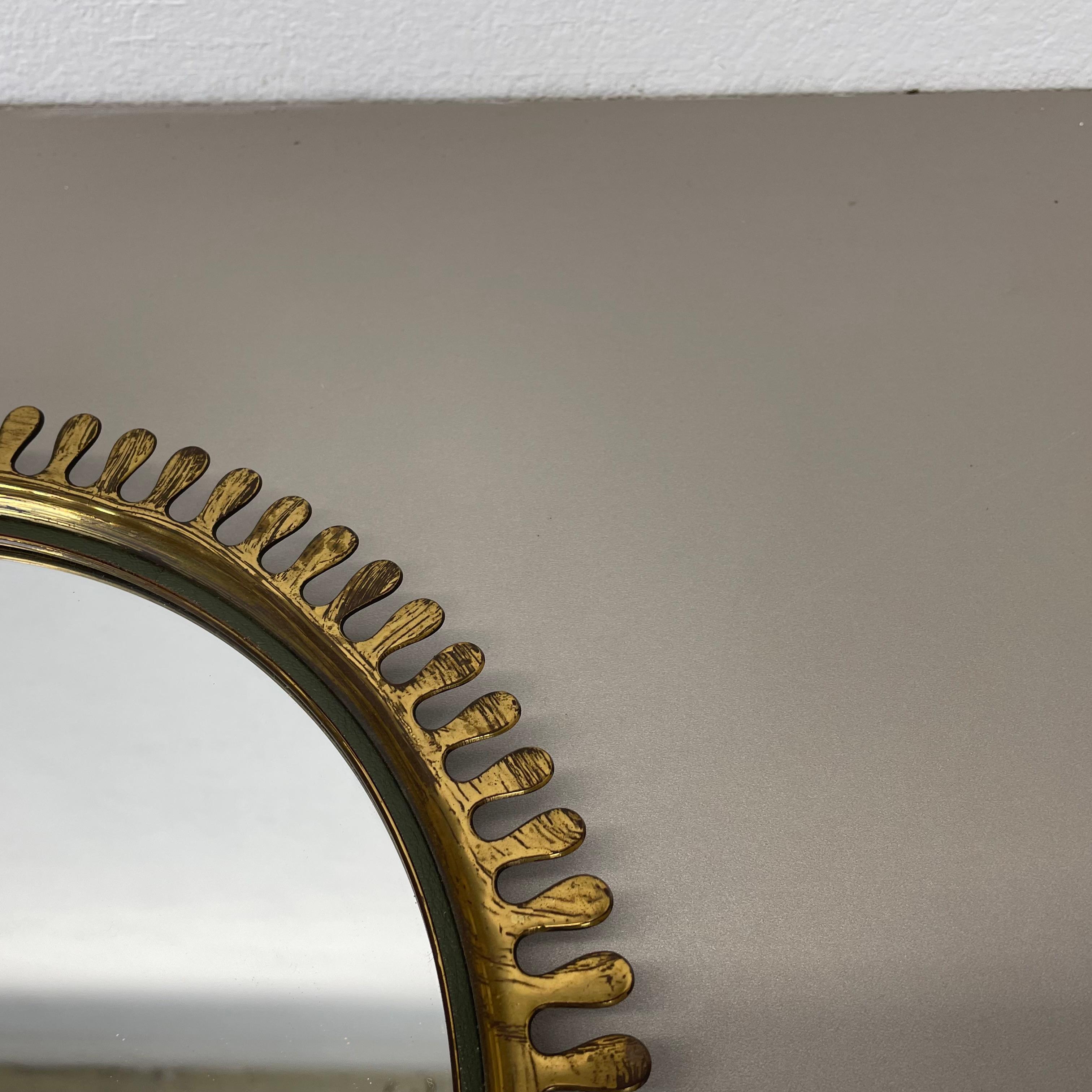 brass Wall Mirror in JOSEF FRANK Style, by Vereinigte Werkstätten Germany 1950s For Sale 5