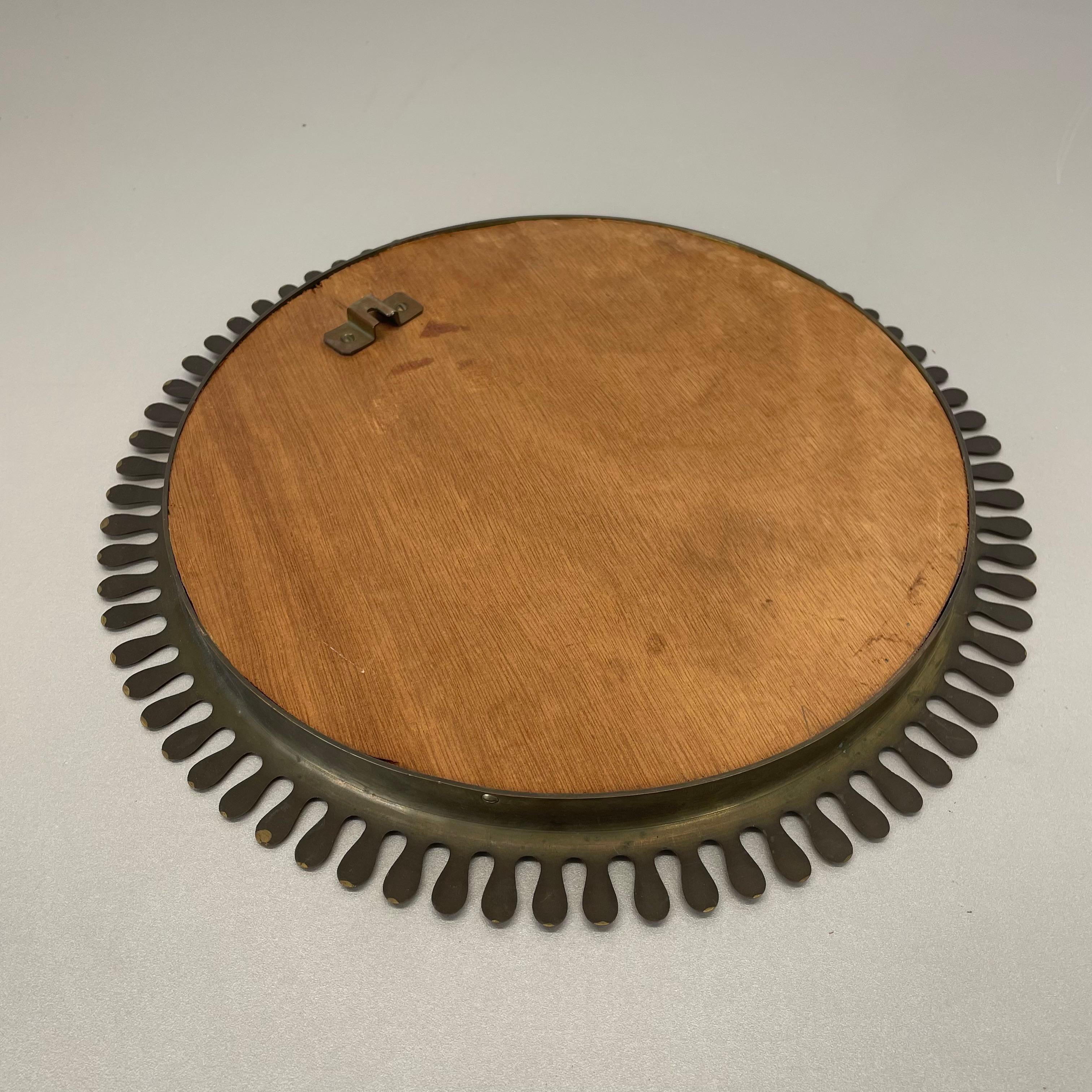 brass Wall Mirror in JOSEF FRANK Style, by Vereinigte Werkstätten Germany 1950s For Sale 8