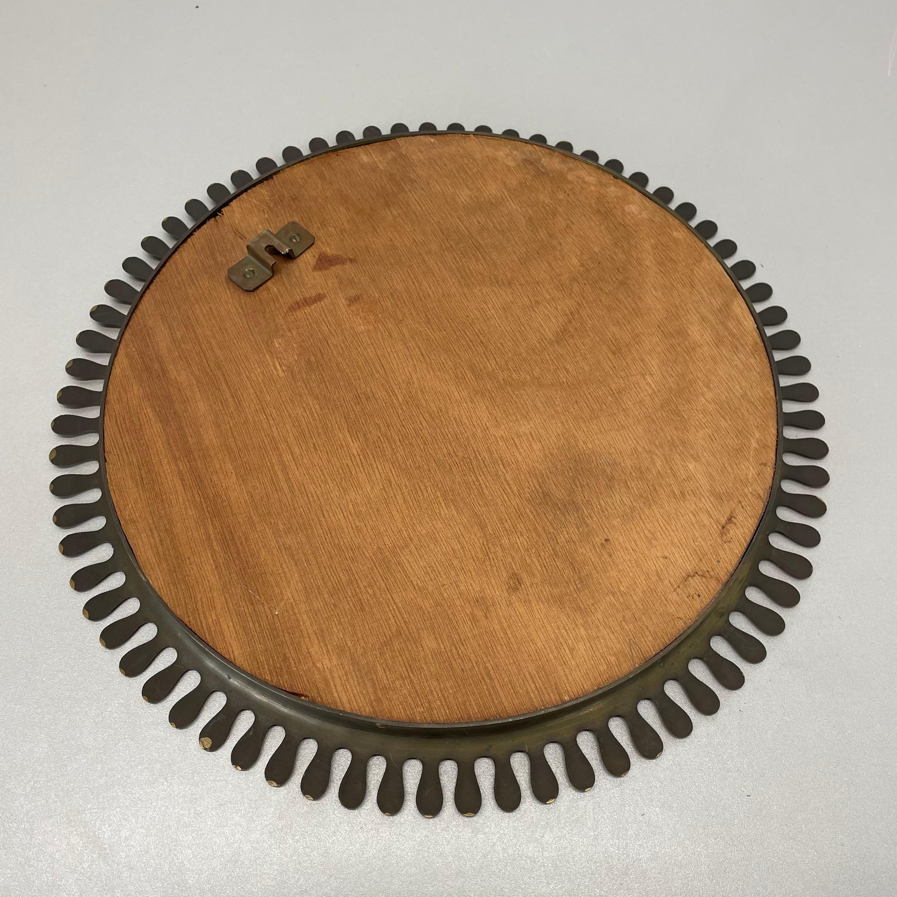 brass Wall Mirror in JOSEF FRANK Style, by Vereinigte Werkstätten Germany 1950s For Sale 9