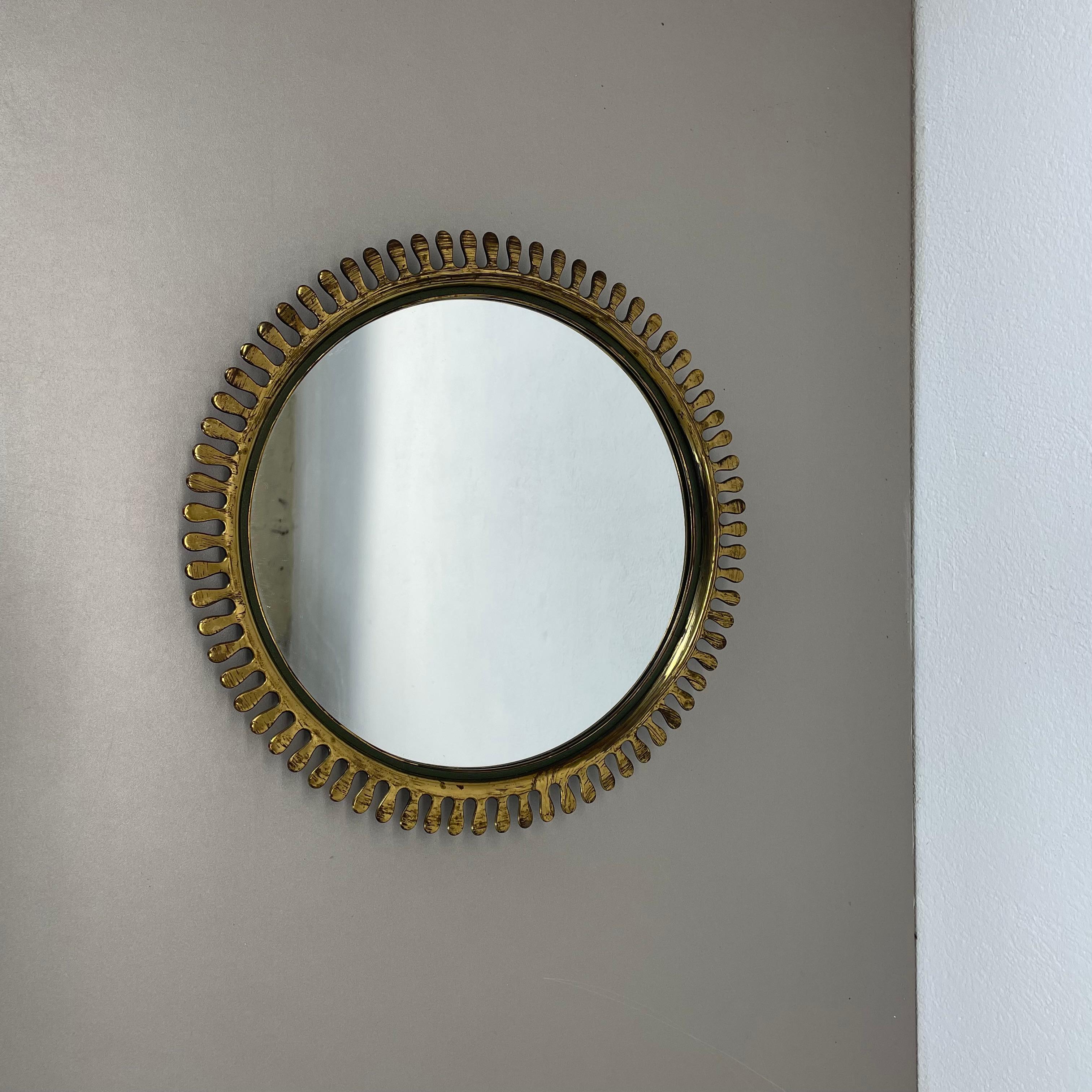 Mid-Century Modern brass Wall Mirror in JOSEF FRANK Style, by Vereinigte Werkstätten Germany 1950s For Sale