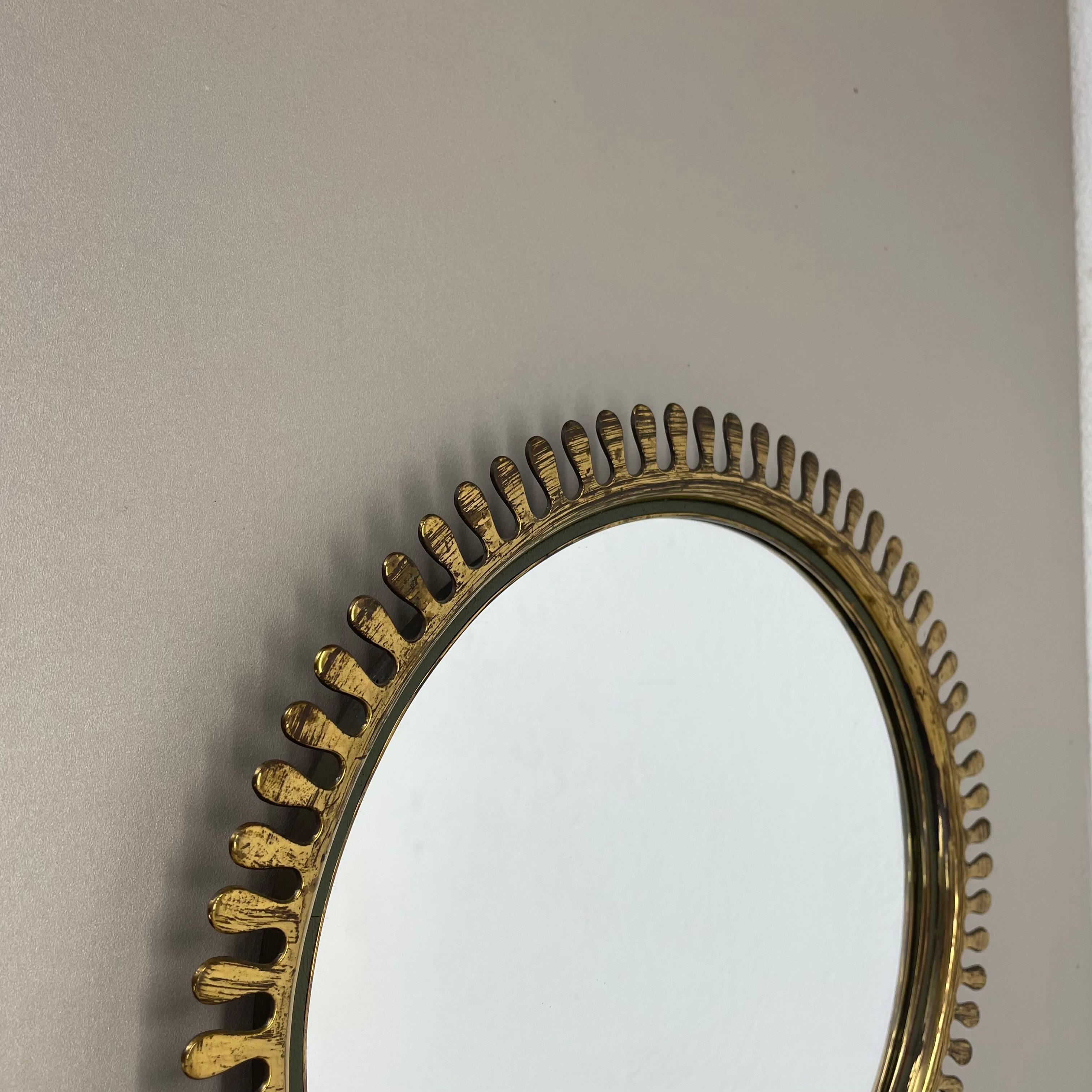 20th Century brass Wall Mirror in JOSEF FRANK Style, by Vereinigte Werkstätten Germany 1950s For Sale