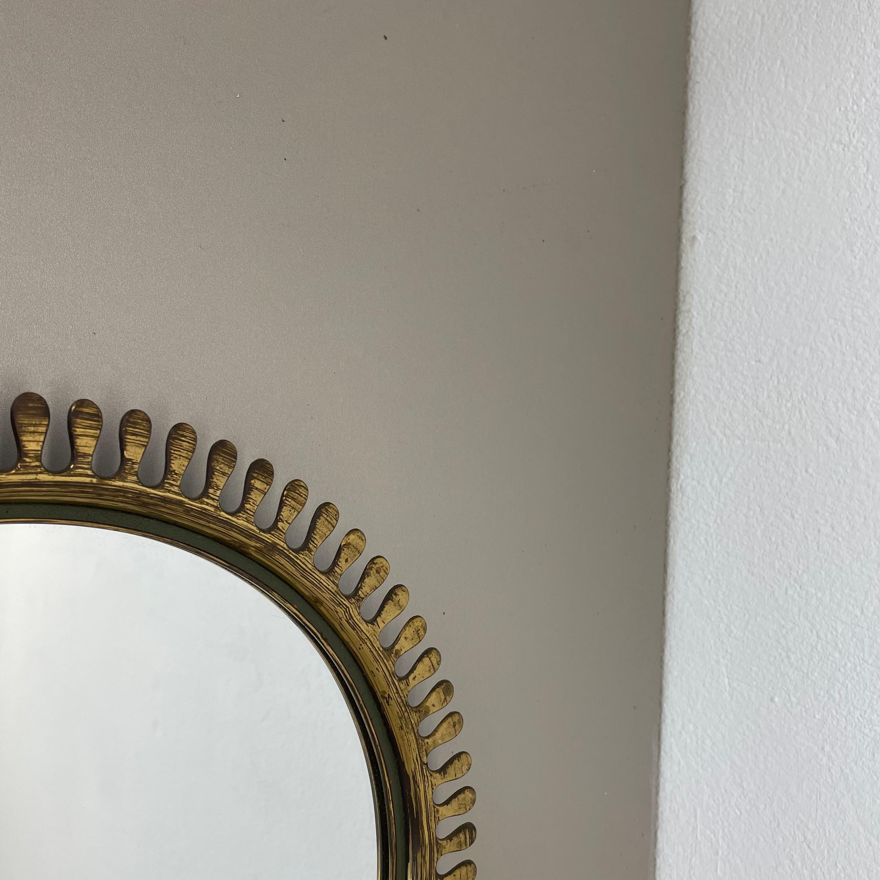 Metal brass Wall Mirror in JOSEF FRANK Style, by Vereinigte Werkstätten Germany 1950s For Sale