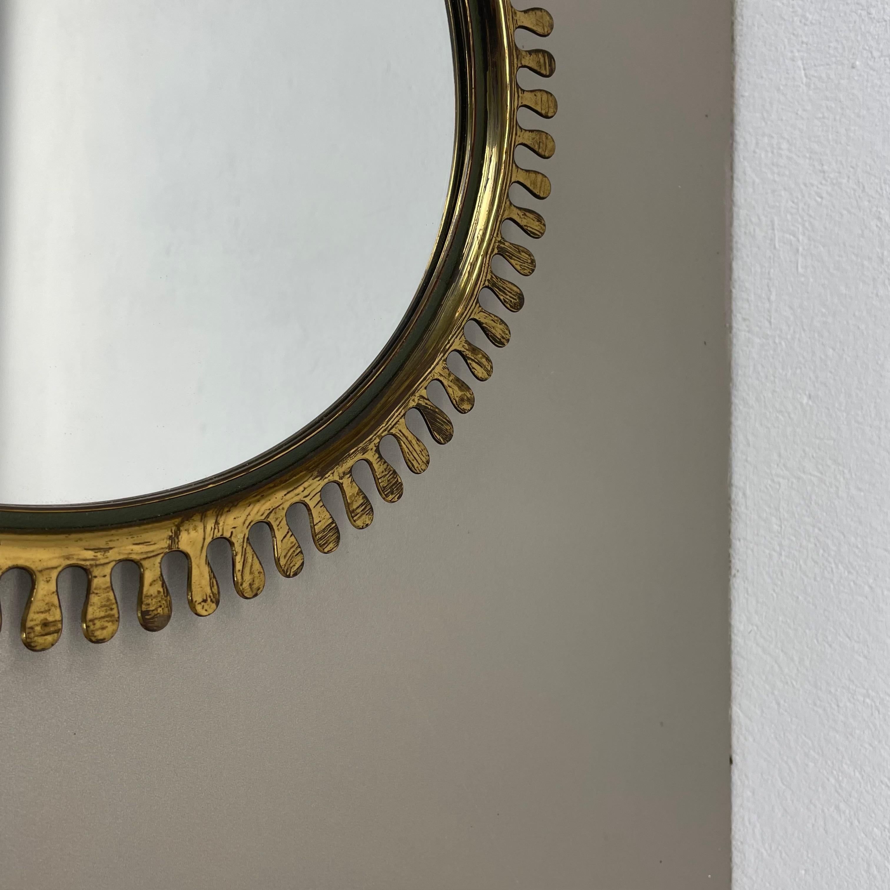 brass Wall Mirror in JOSEF FRANK Style, by Vereinigte Werkstätten Germany 1950s For Sale 2