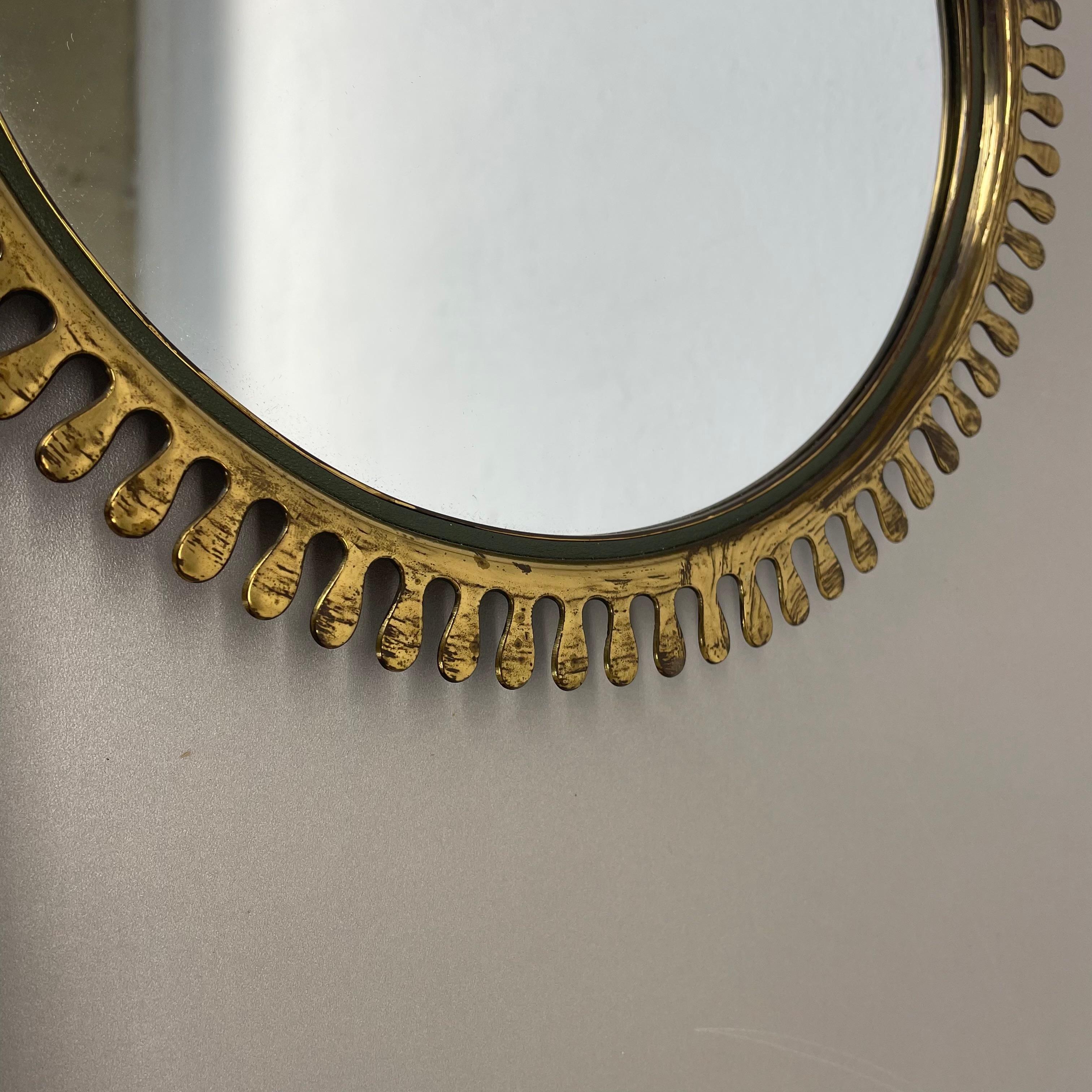 brass Wall Mirror in JOSEF FRANK Style, by Vereinigte Werkstätten Germany 1950s For Sale 3