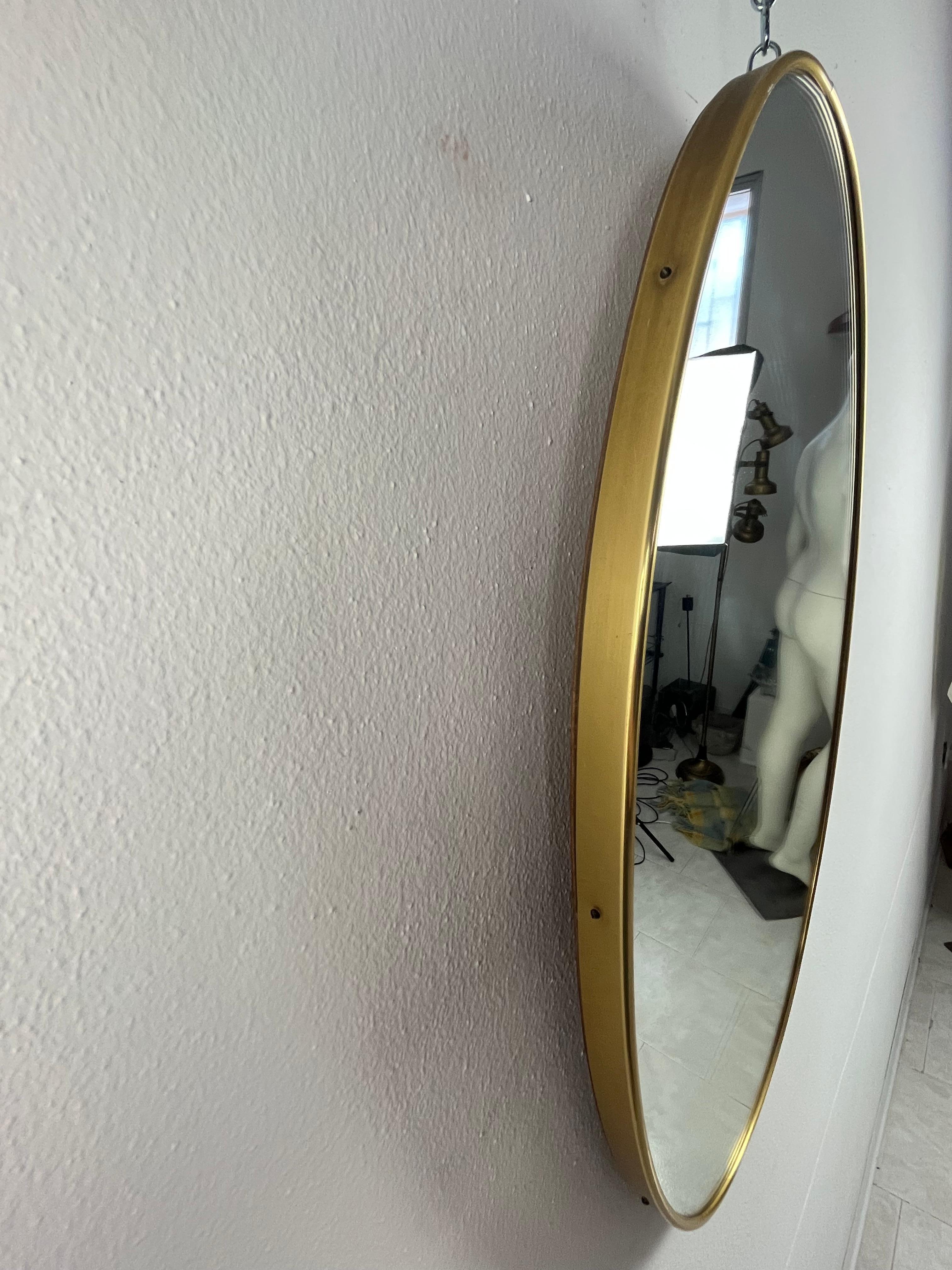 Other Mid-Century Brass Wall Mirror Attributed To Gio Ponti 1960s For Sale