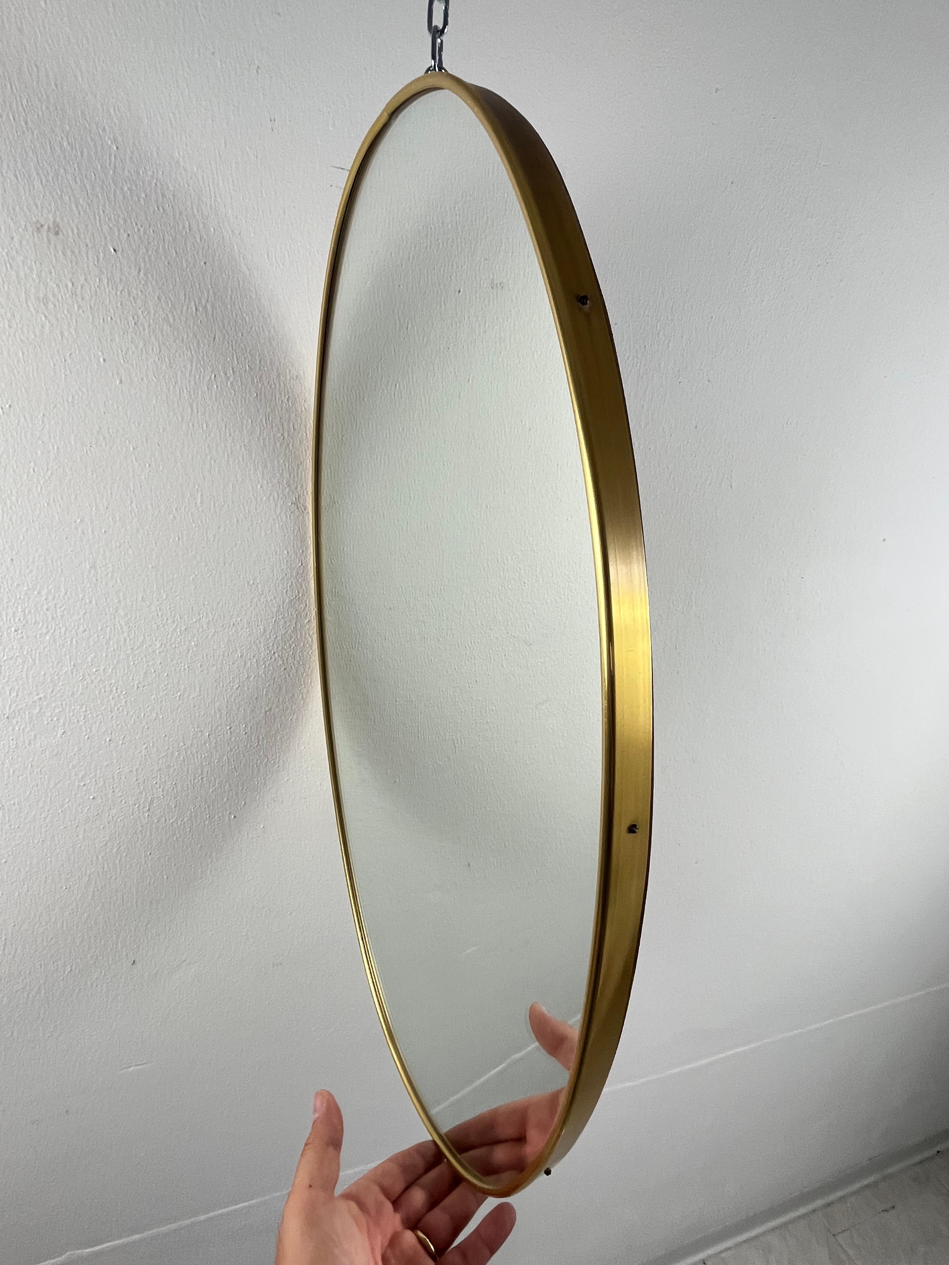 Mid-20th Century Mid-Century Brass Wall Mirror Attributed To Gio Ponti 1960s For Sale